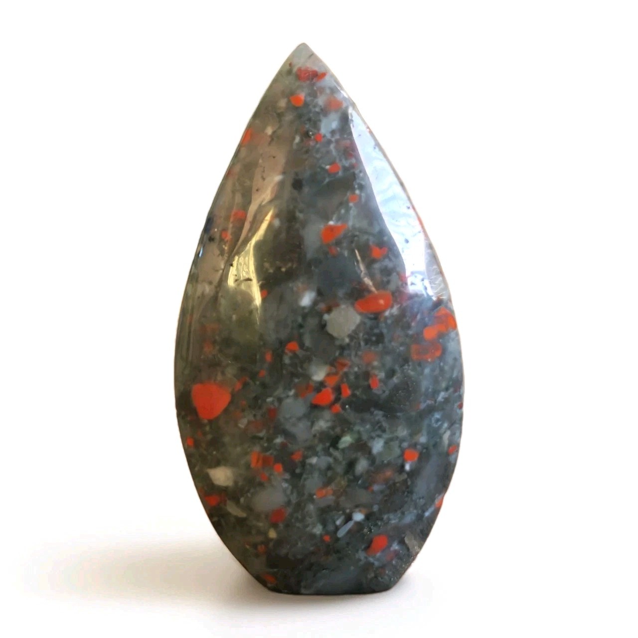 Natural Polished African Bloodstone Teardrop Freeform Ornament 230g – USA