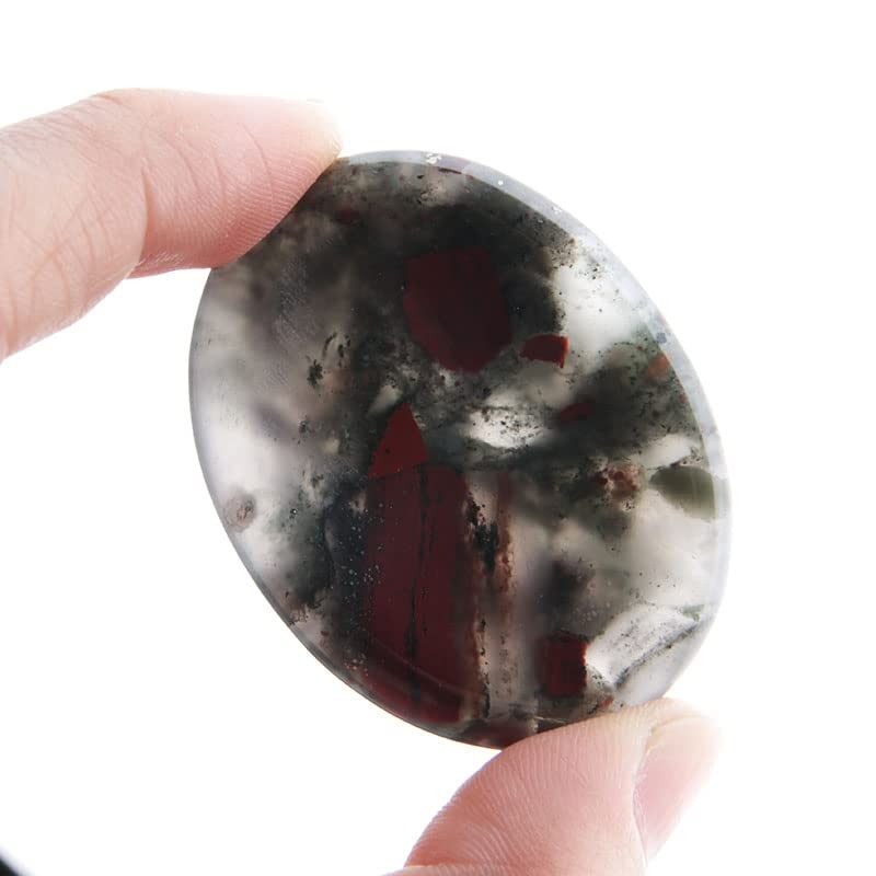 2Pcs Bloodstone Jasper Palm Stone Rock Crystal Healing Reiki Polished Worry