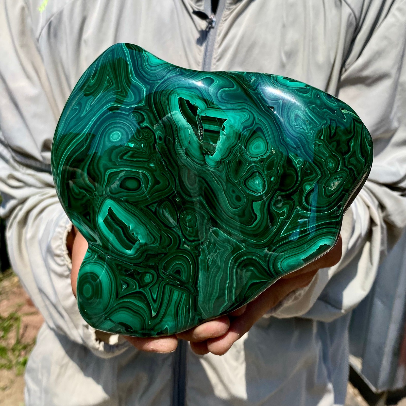 6.15LB Natural glossy Malachite transparent cluster rough mineral sample