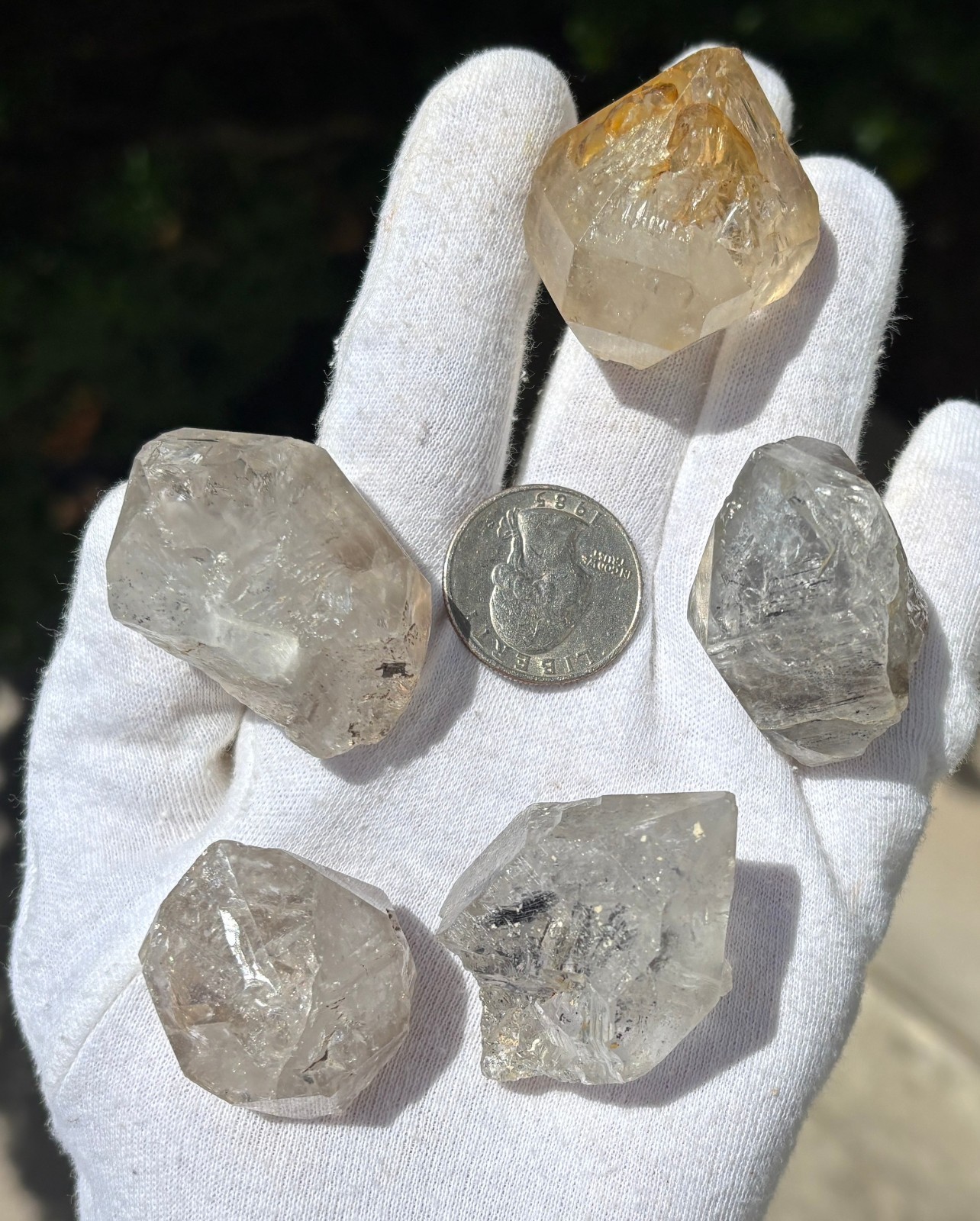 LOT 5 TIBETAN CLEAR/CARBON INCLUSION/GOLDEN HEALER QUARTZ TIBET POINT POINTS