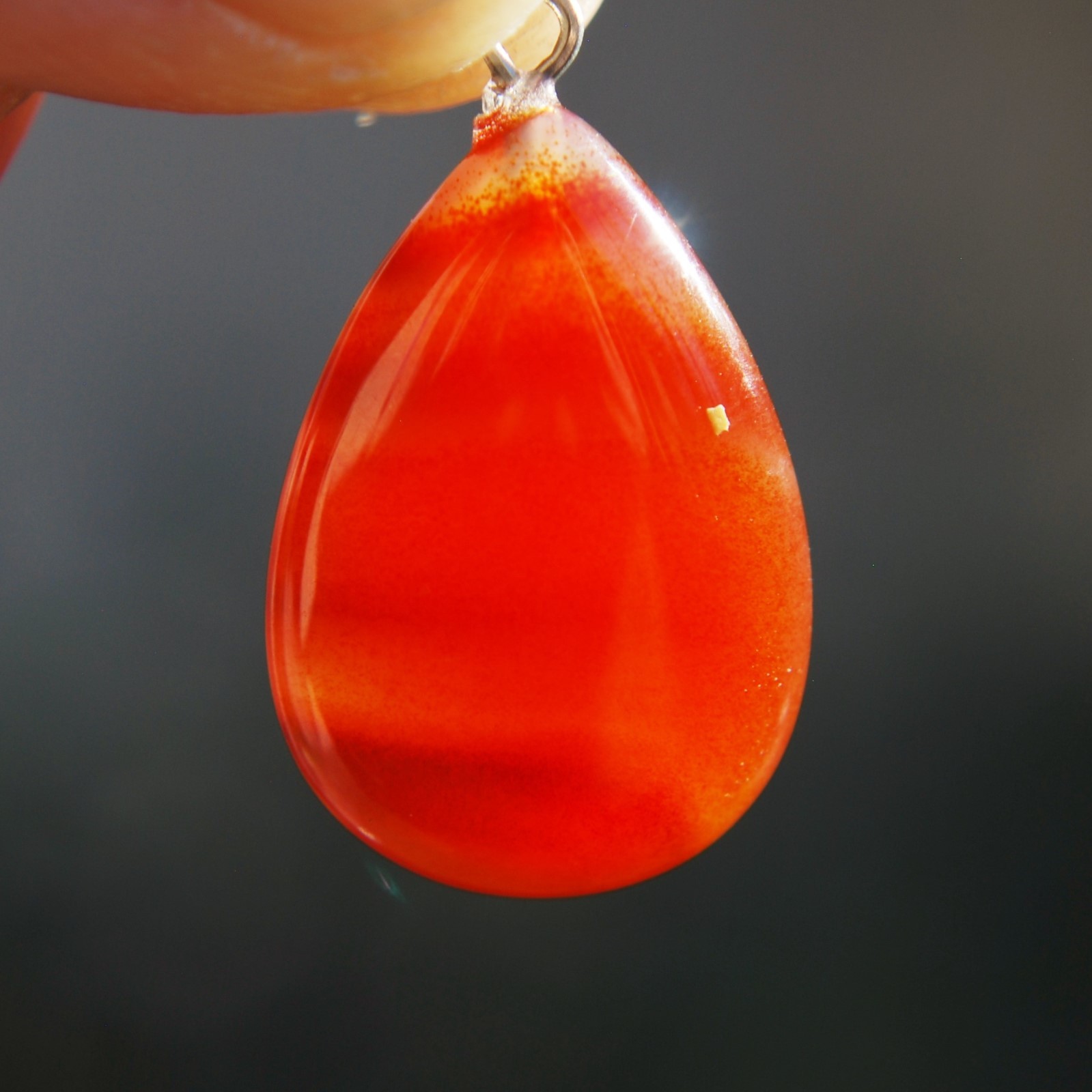Charged Carnelian Agate Teardrop Pendant + 20″ Stainless Steel Chain & Charger