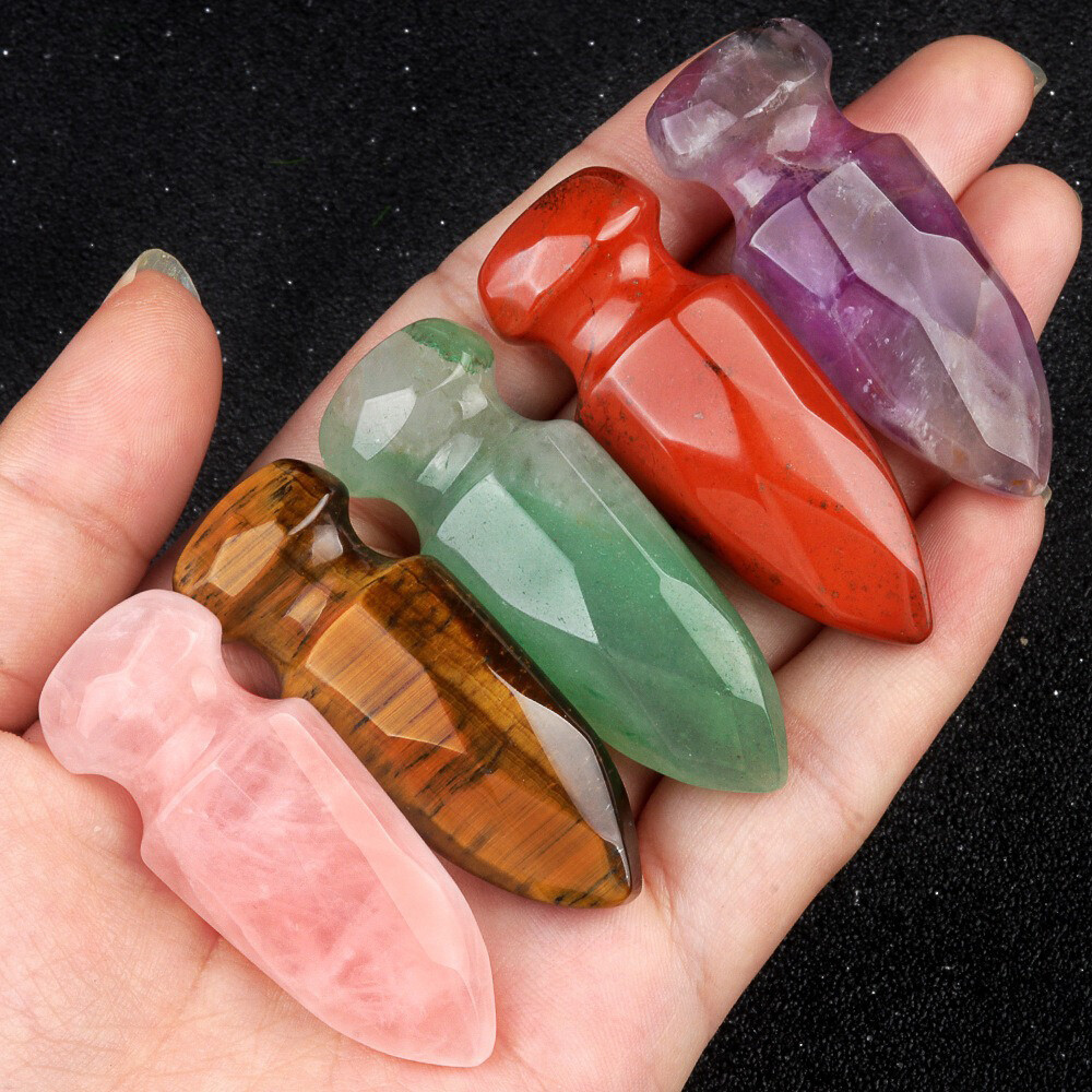 5cm Mini Chakra Natural Dagger Crystal Hand Carved Knife Quartz Polished Healing