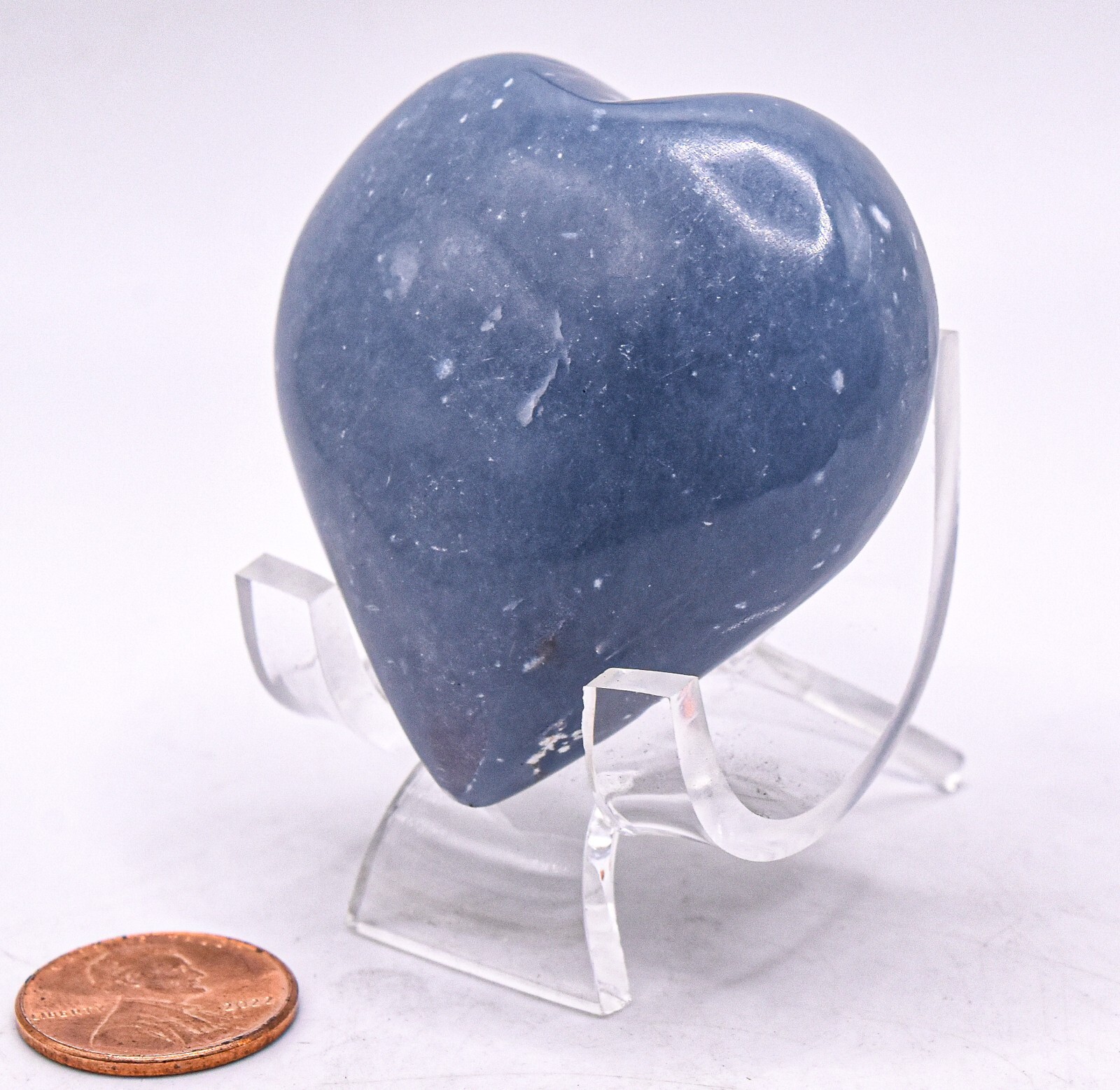 2″ Blue Angelite Anhydrite Heart Polished Natural Crystal Mineral Specimen Peru