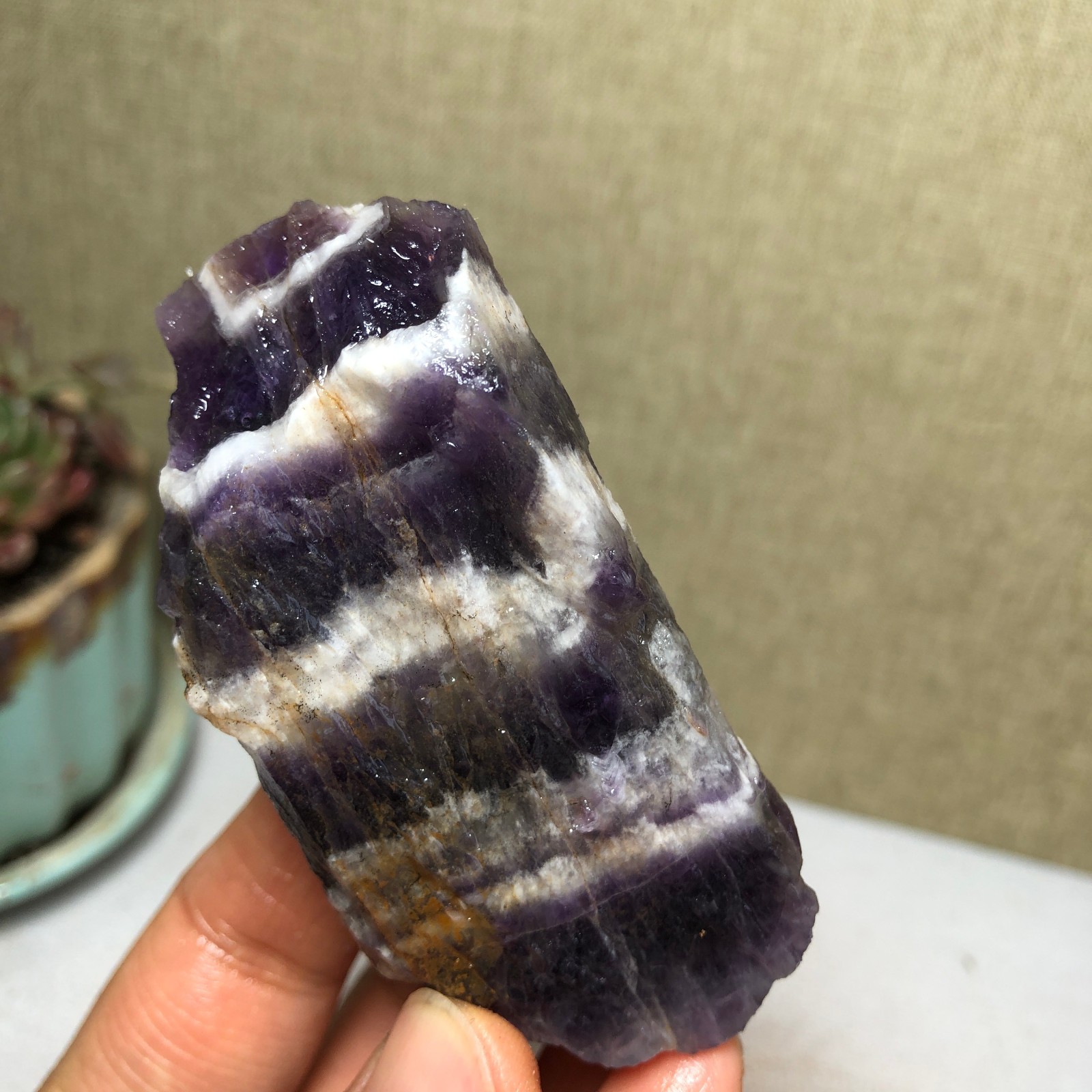 75mm Natural Dreamy amethyst Crystal gemstone rough original Specimen 83g A3757