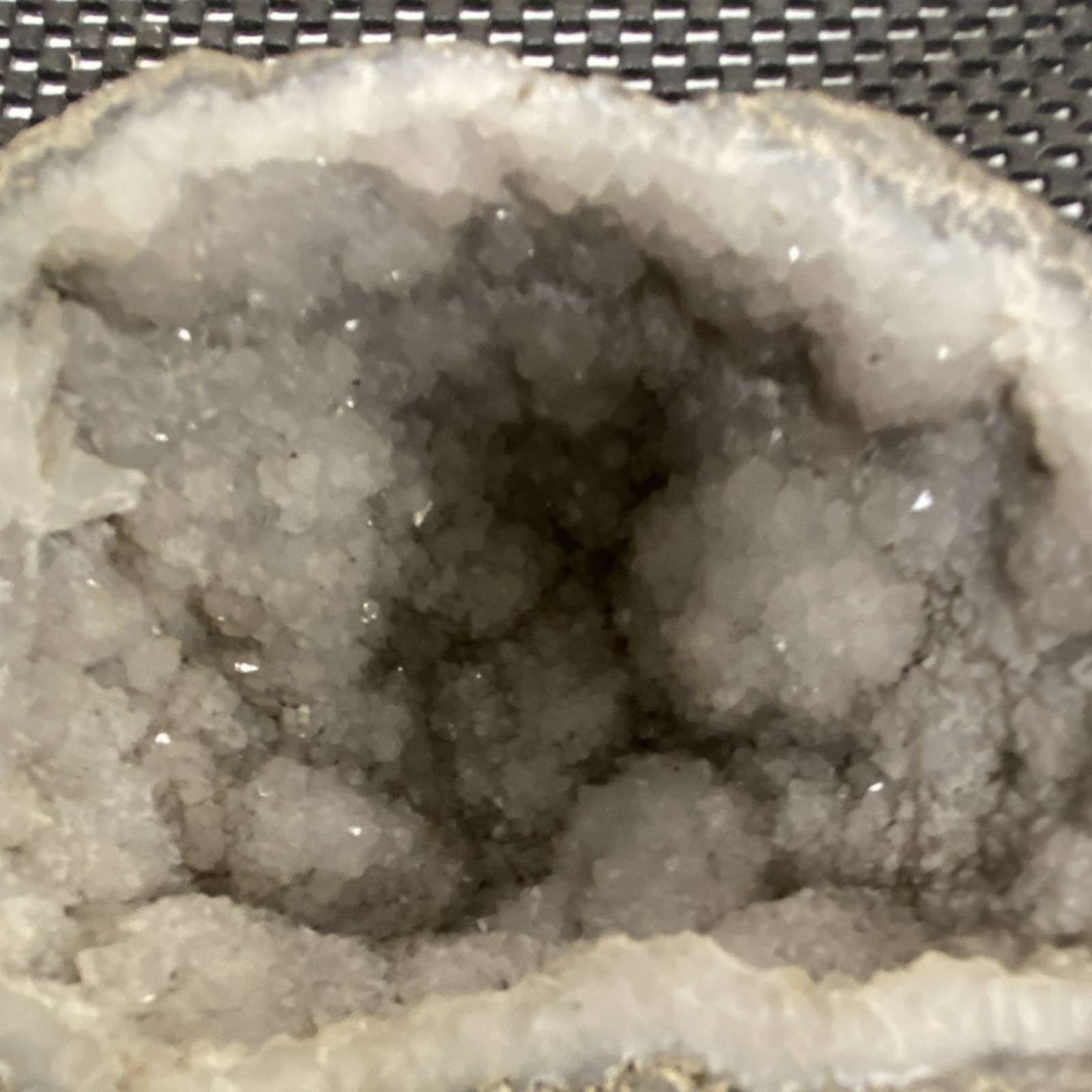 Natural Crystal Geode with Quartz Interior, Gray, Approx. 4.5 Inches