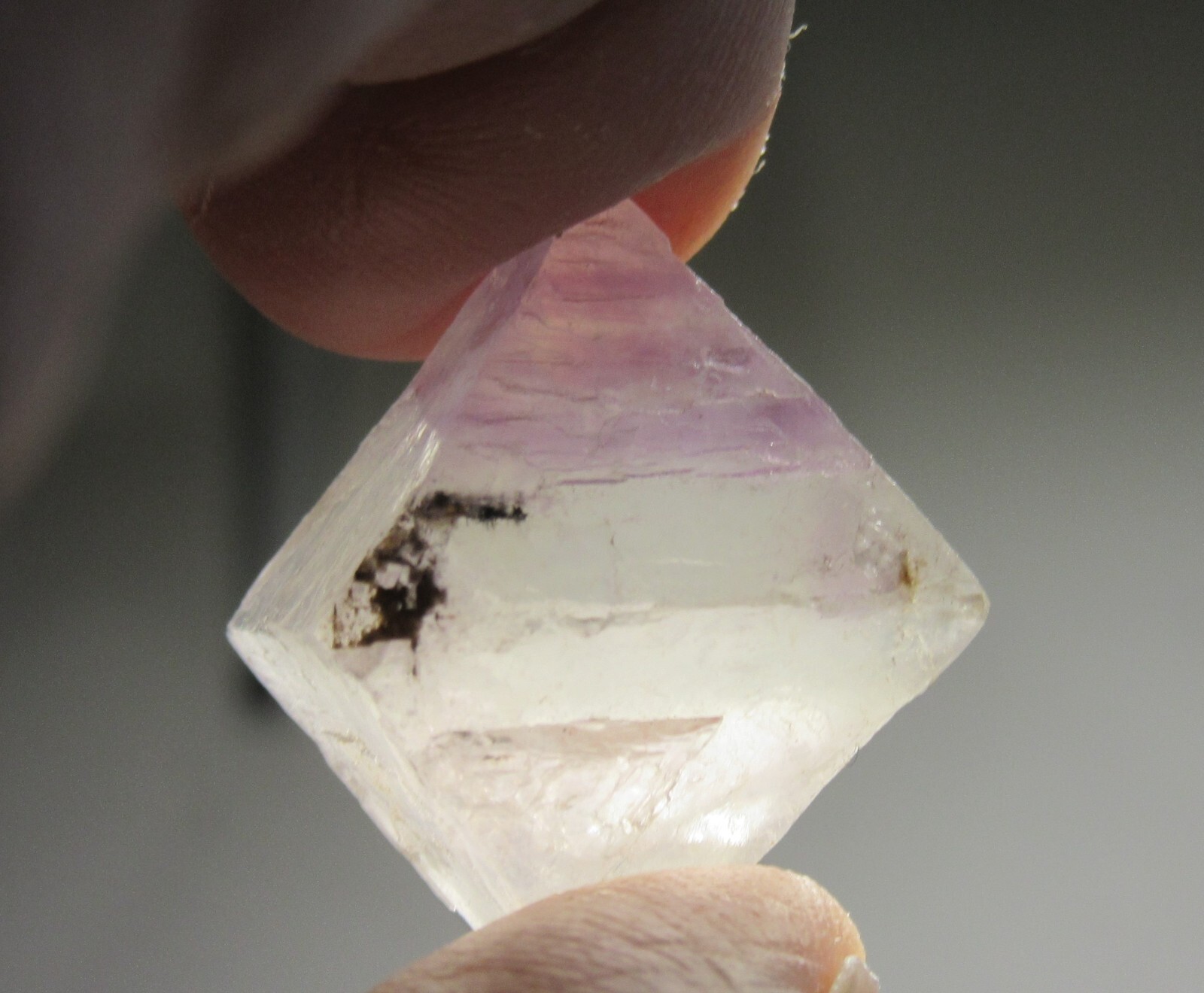 Two Tone Purple Clear Fluorite 1.0″ Octahedron Crystal Collectible TTCPPO-3s