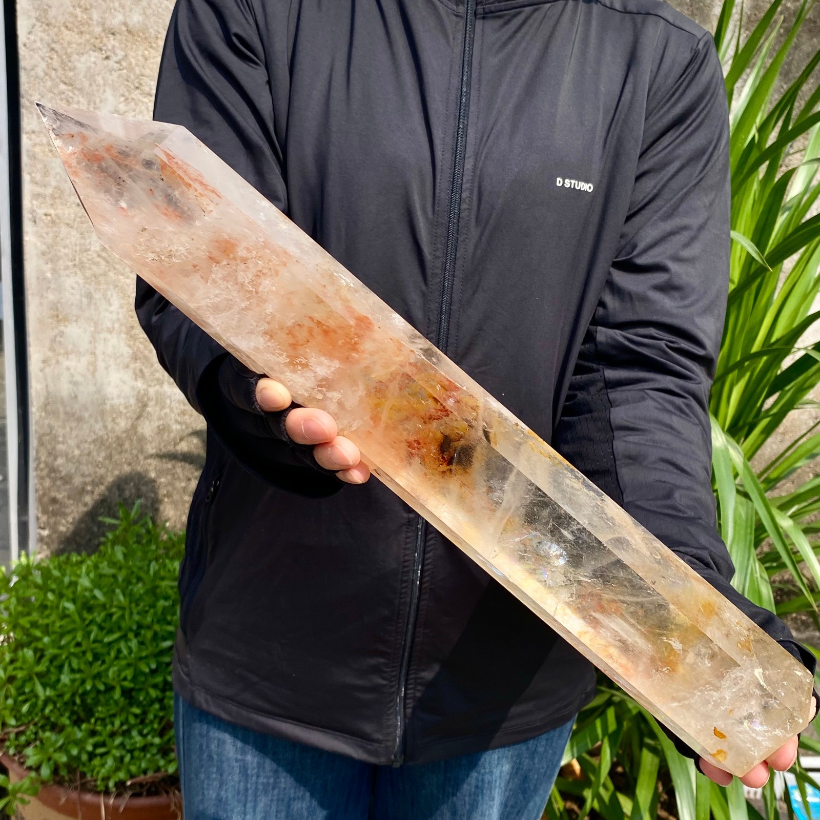 5.29LB Natural clear white crystal obelisk Crystal energy column Reiki healing