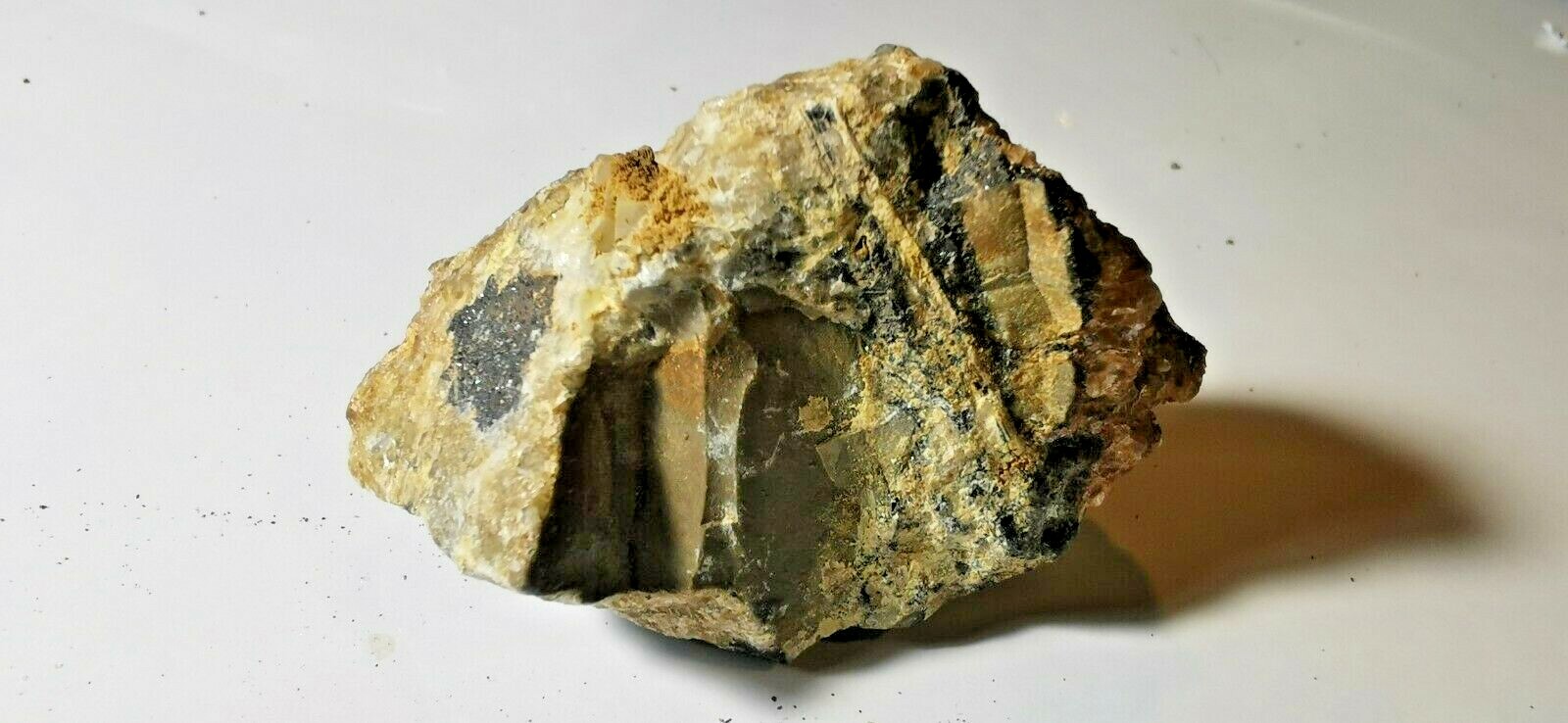 82.4 gm Natural Ferberite Stibiconite Fluorite In Silicify Breccia Thailand
