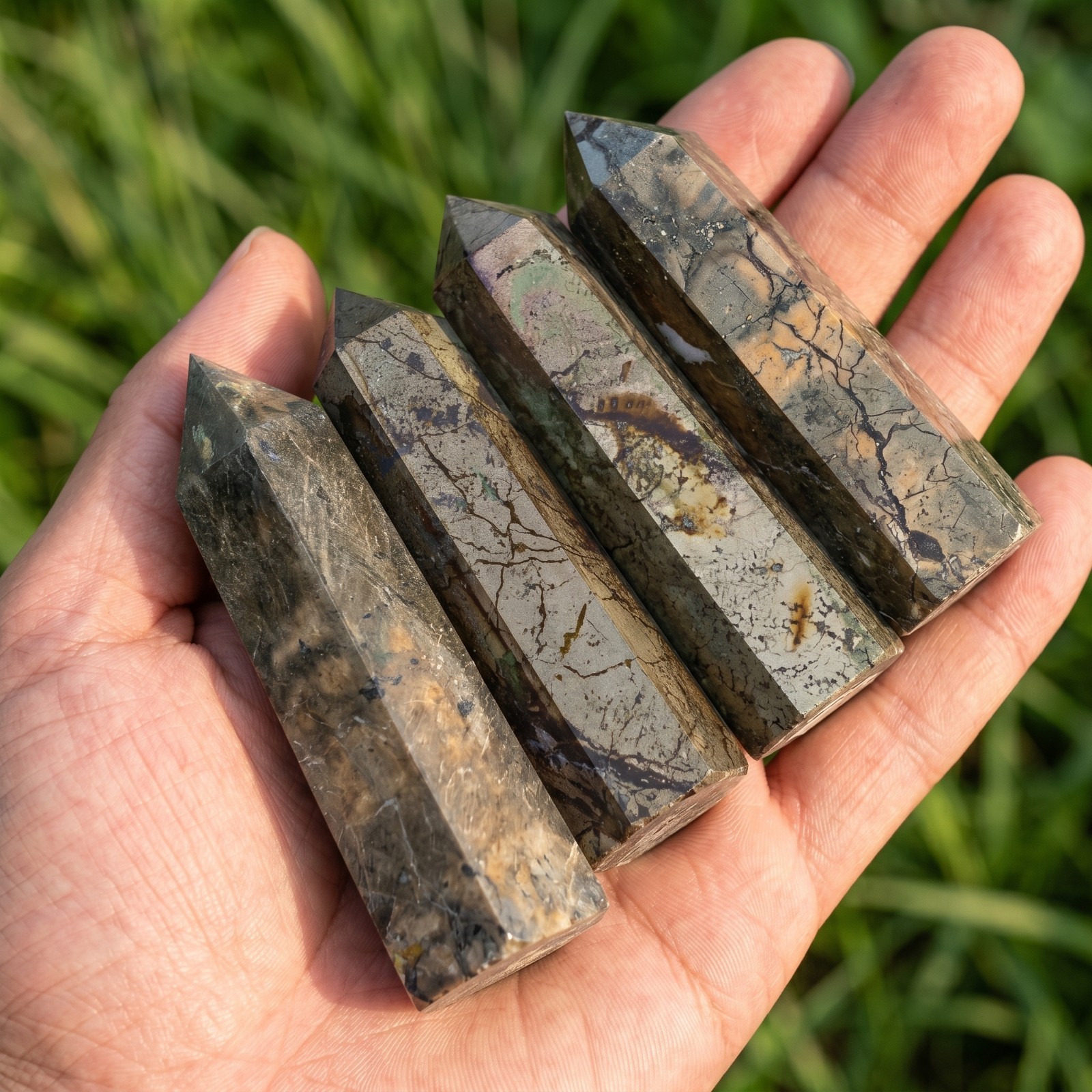Heavy Natural Raw Pyrite Obelisk Tower 8-9cm Wealth Abundance Healing Crystal