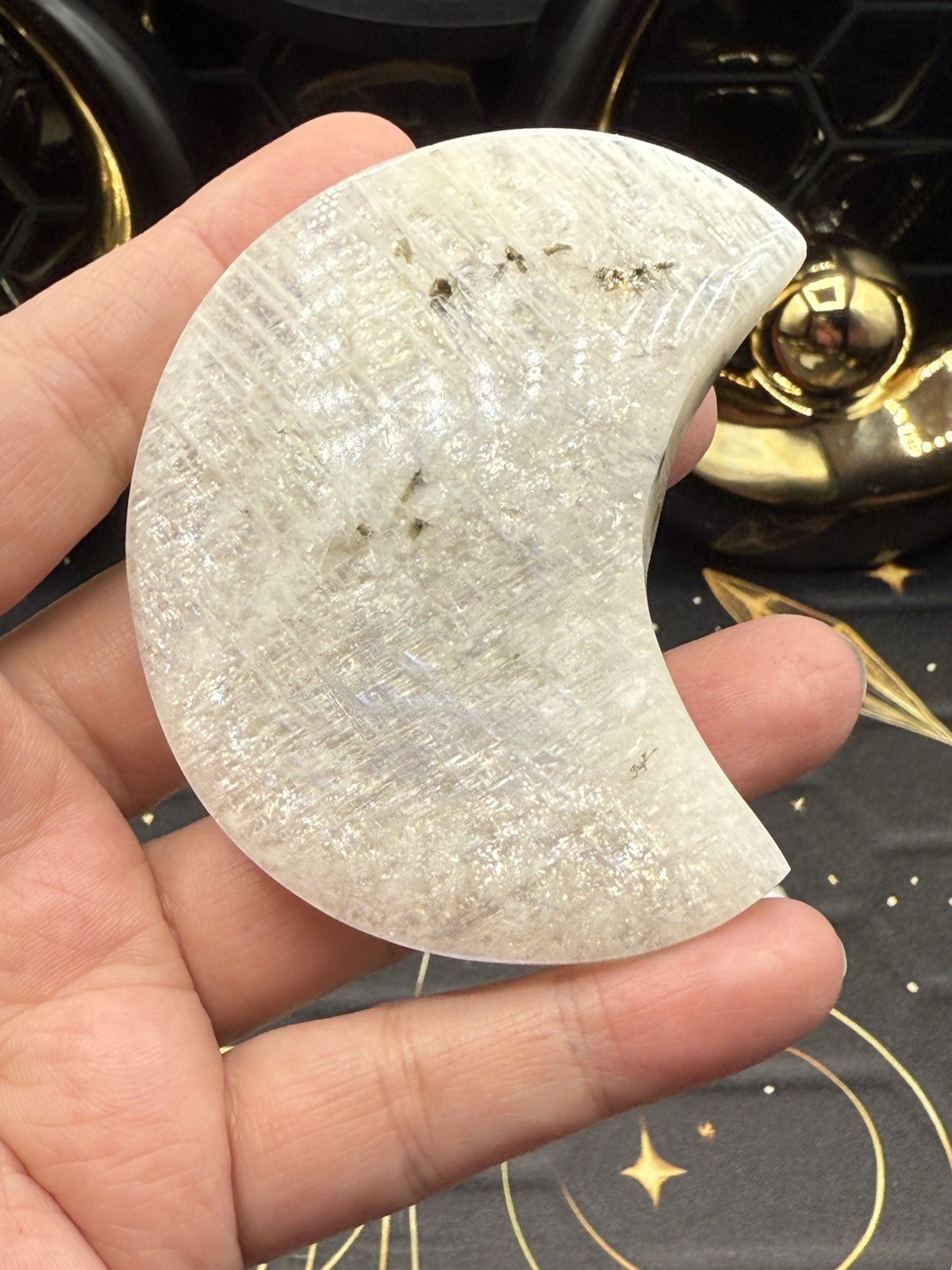 Natural Moonstone Moons Flashy Some hematite Blues & Silver Free ship & Gift
