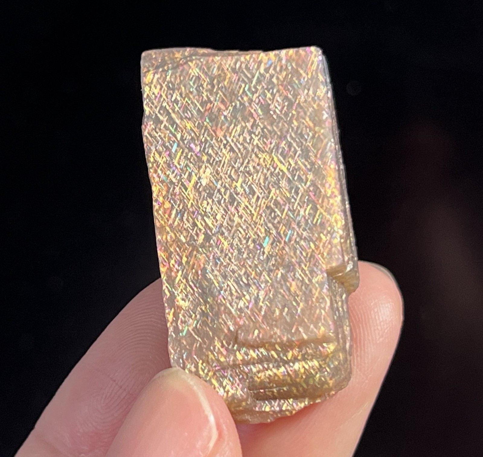78ct 37mm RAW Rainbow Lattice Sunstone, both sides beautiful