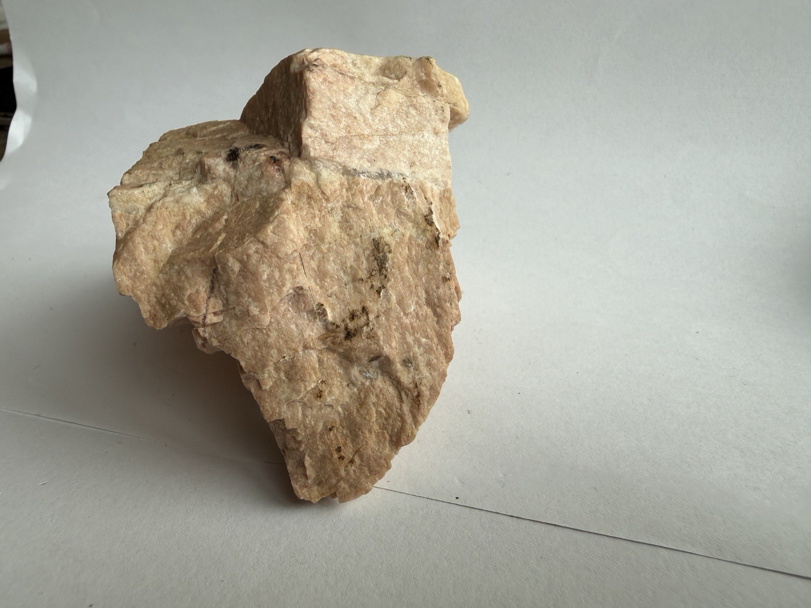 Natural Aquamarine Crystal in Pink Feldspar Matrix Rough Mineral Specimen
