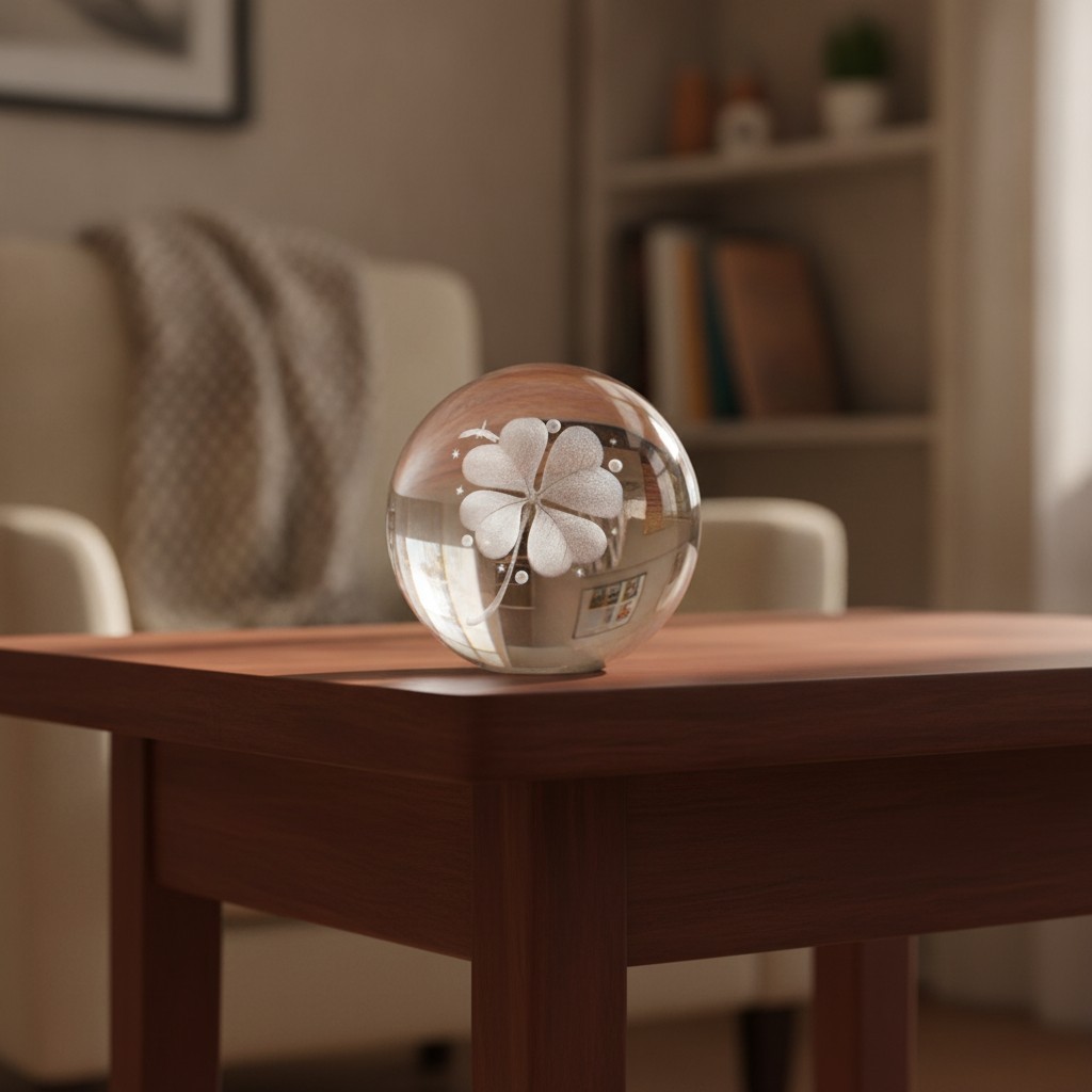 Exquisite K9 Crystal Four-Leaf Clover Sphere – Perfect for Home & Celebrations