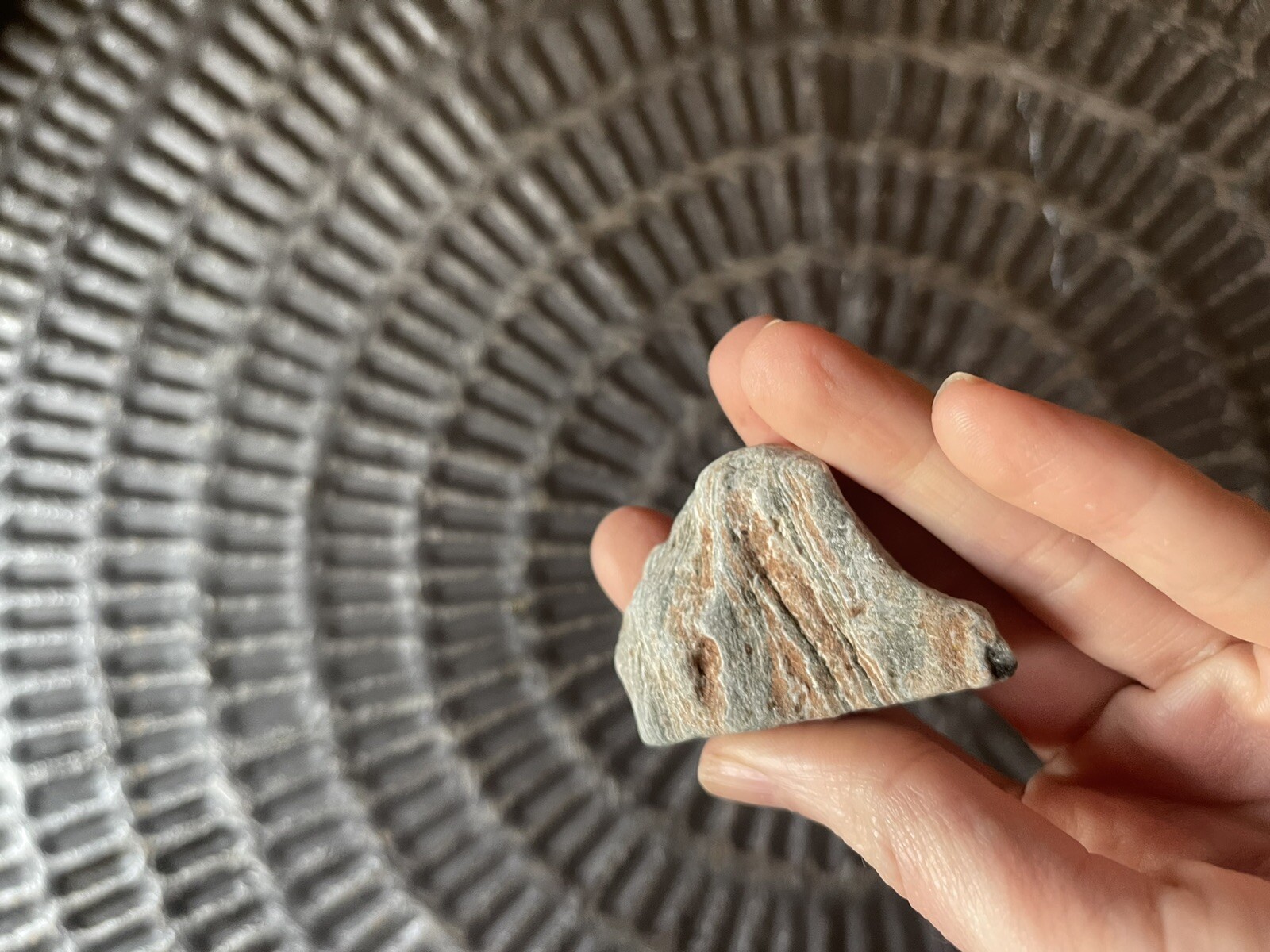 Raw chunk, unfinished grey white healing stone mineralized