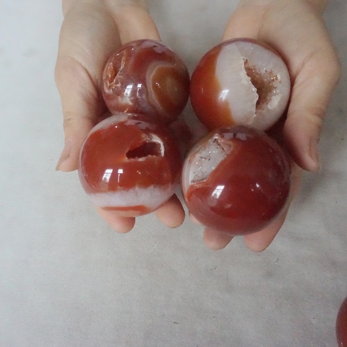 5.5LB 15 Natural Red Carnelian Agate Crystal Geode Sphere Ball Polished Healing