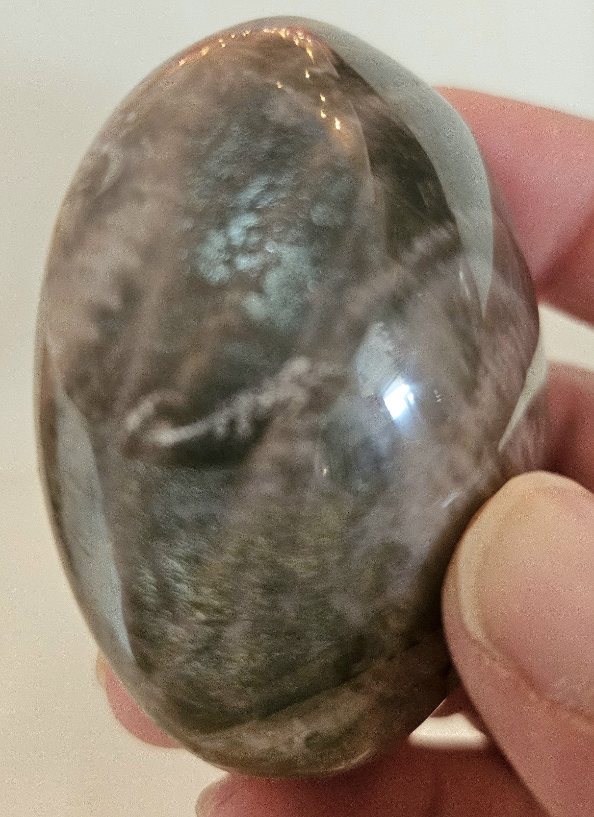 Black Moonstone Palm Stone – Polished Natural Crystal – Healing & Meditation