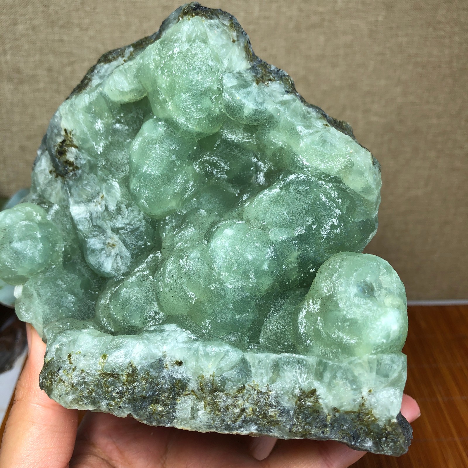 Natural grape Prehnite Tourmaline paragenesis Crystal specimen 1.46kg g7317