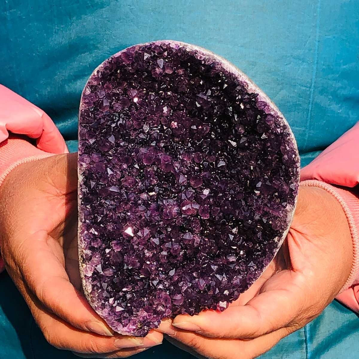4.35LB 2pcs Natural Amethyst Uruguay Cave Crystal Cluster Specimen Healing