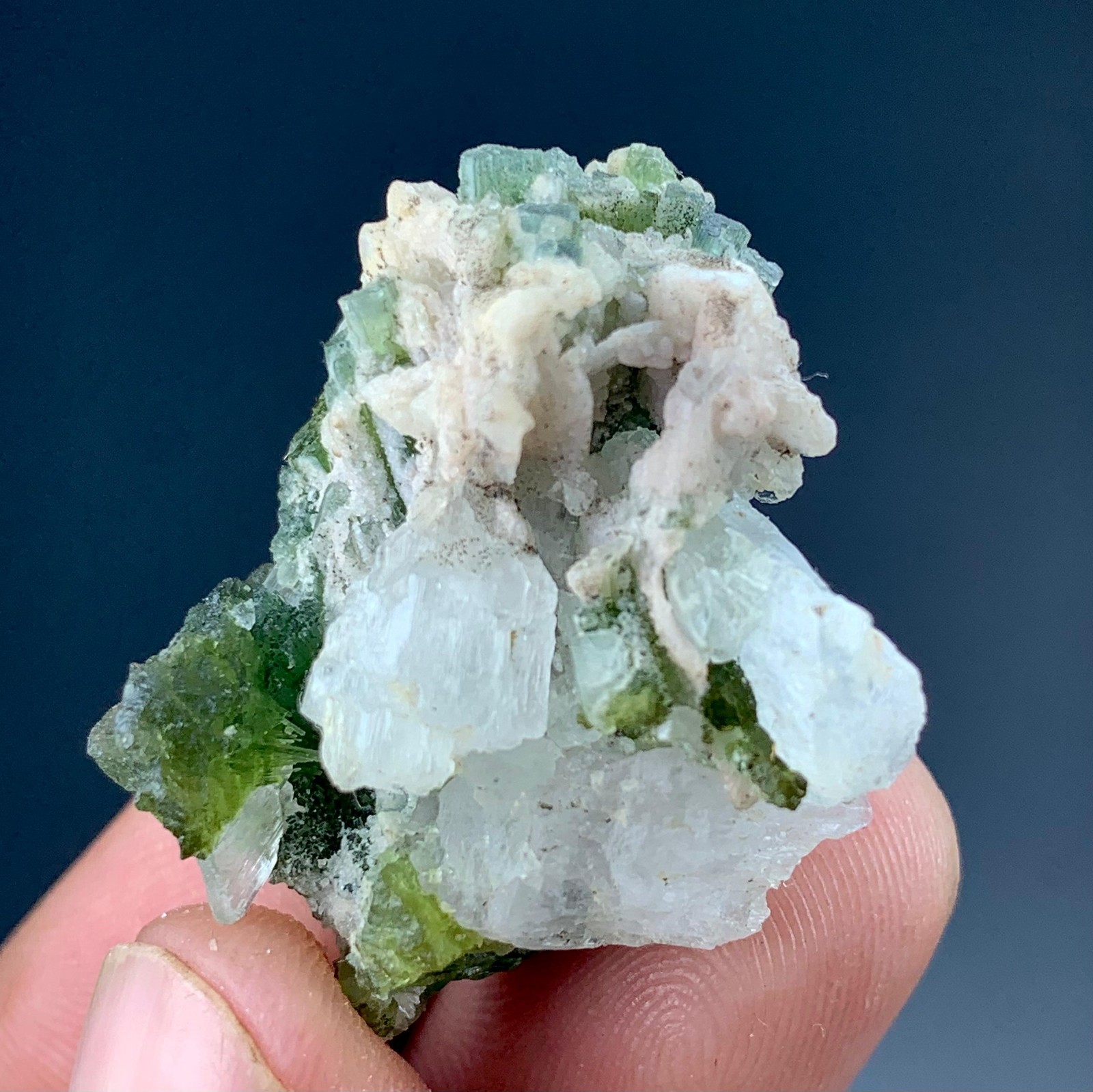 90Cts Beautiful Tourmaline Crystals Bunch With Kunzite From Afghanistan.