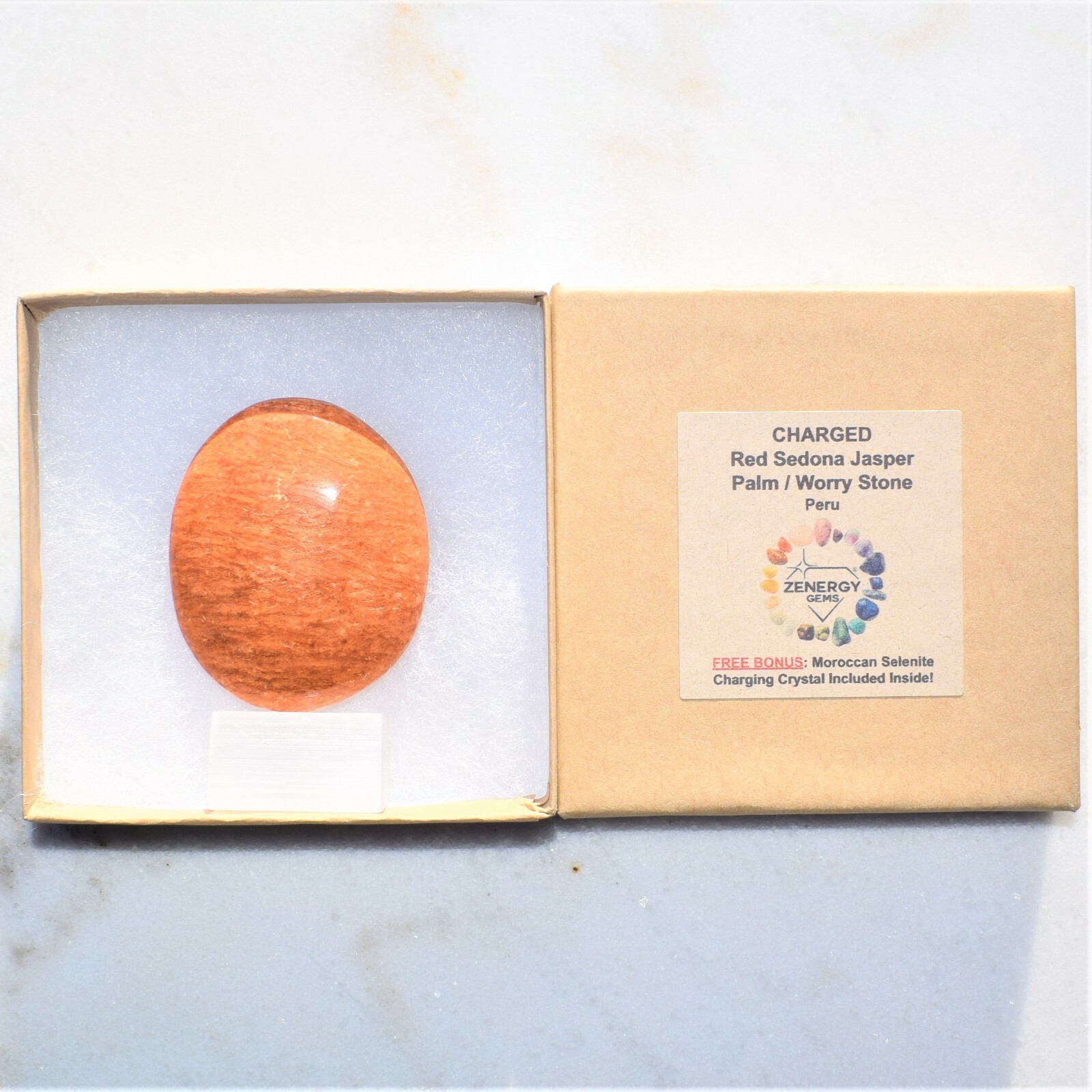 [1] LG Sedona Jasper Crystal Palm Stone Reiki ZENERGY GEMS™