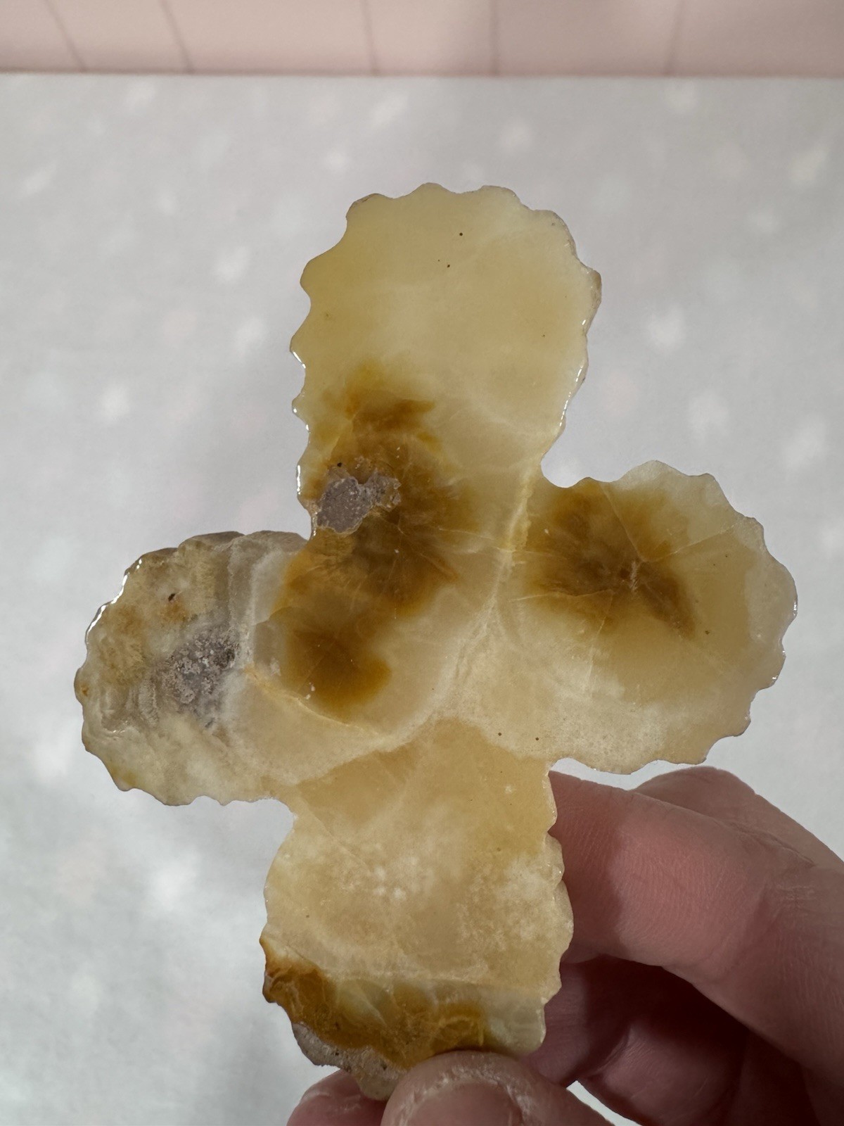 Polished Agate Slab, Origin Unknown 2.5×3.5”Dimension 1/4” Thick