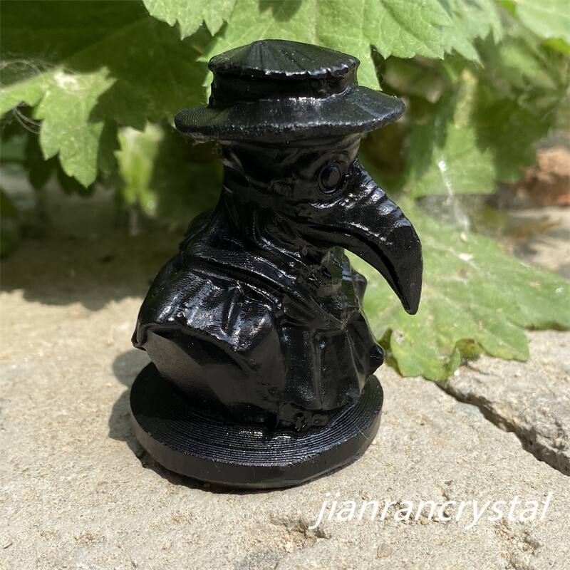 2.3″ Natural Obsidian Crow Skull Quartz Crystal Skull Hand Carved Reiki Healing