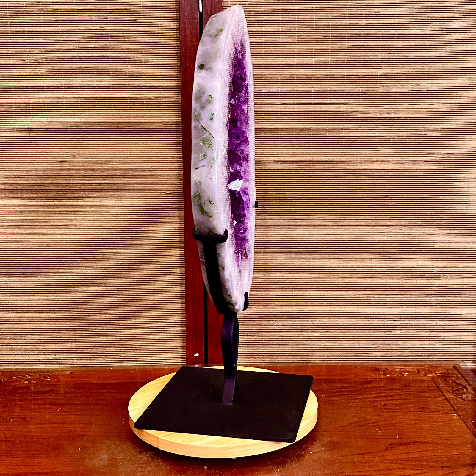 12.45LB Natural Amethyst Cave Crystal Slice Crescent shaped Hand Cut Repai