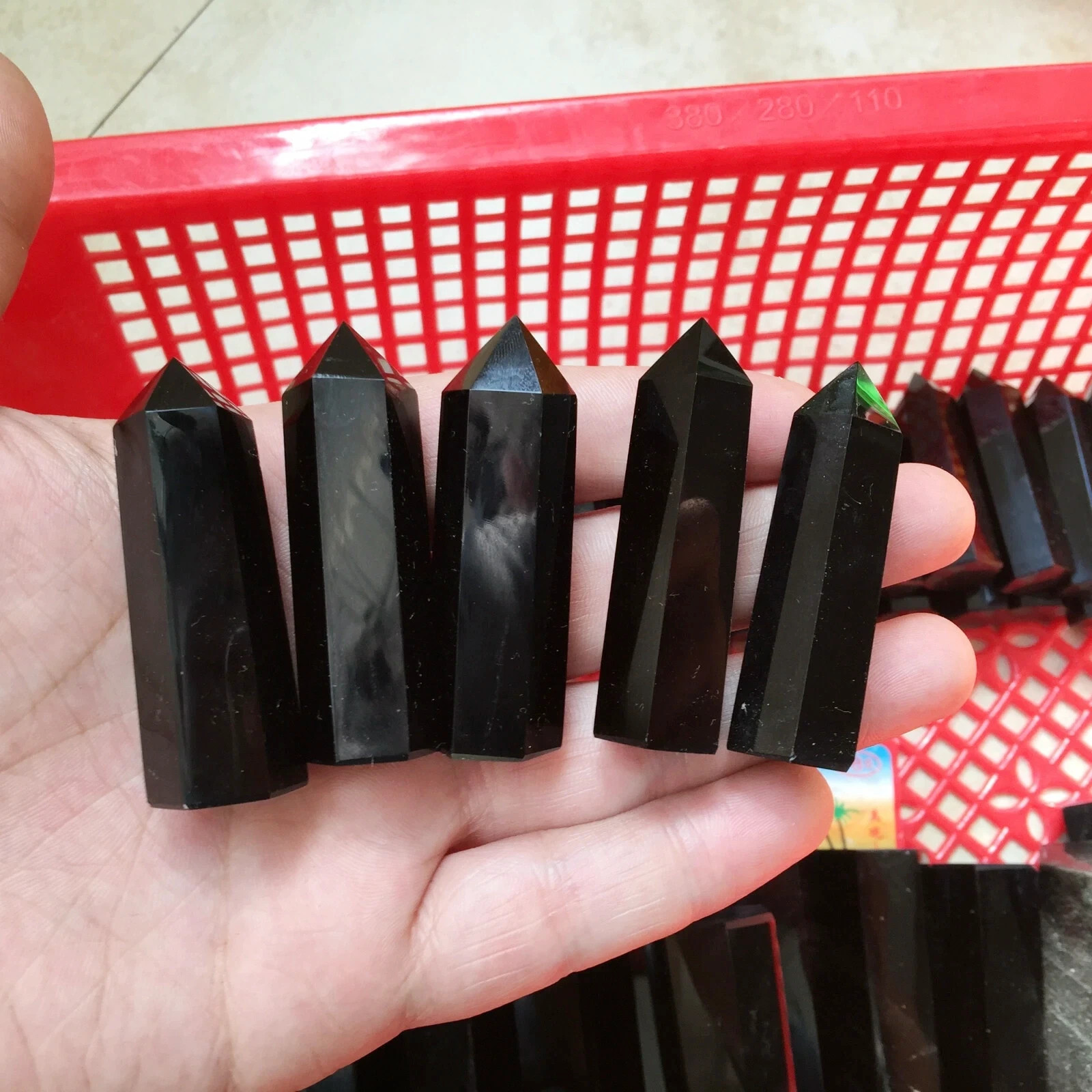 10PCS Natural Obsidian Quartz Obelisk Point Crystal Tower Healing 5-5.5CM