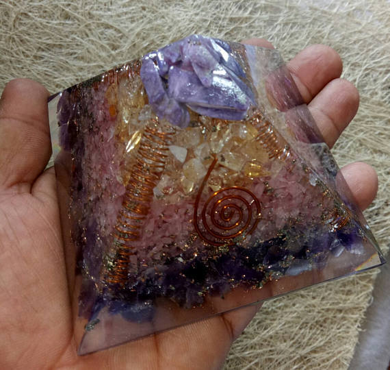 Big Orgone Amethyst Rose Citrine And Chaorite Orgone Healing Energy Pyramid