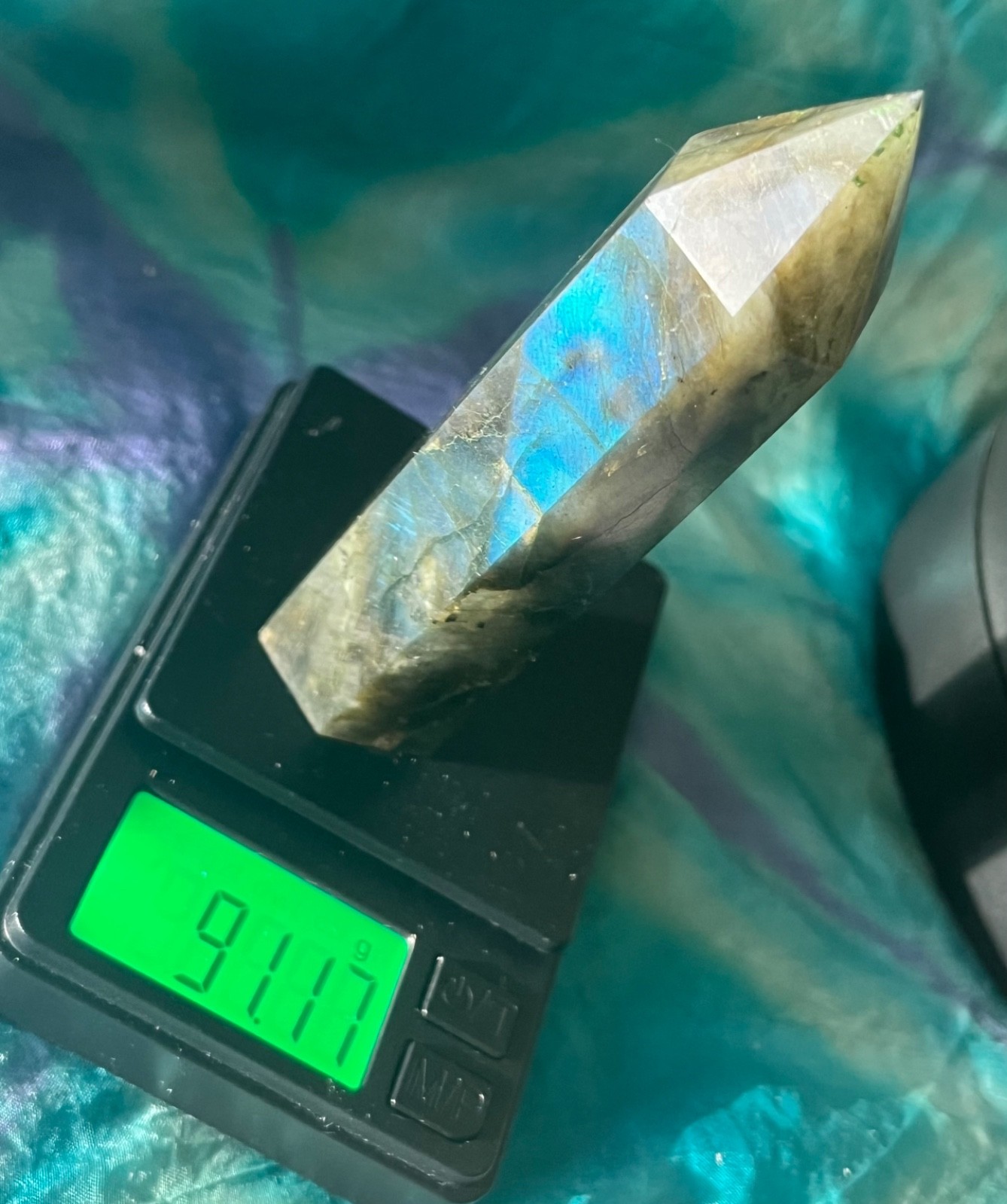 ✨💚💙 FLASHY LABRADORITE Feldspar crystals tower reiki minerals crystal 91g