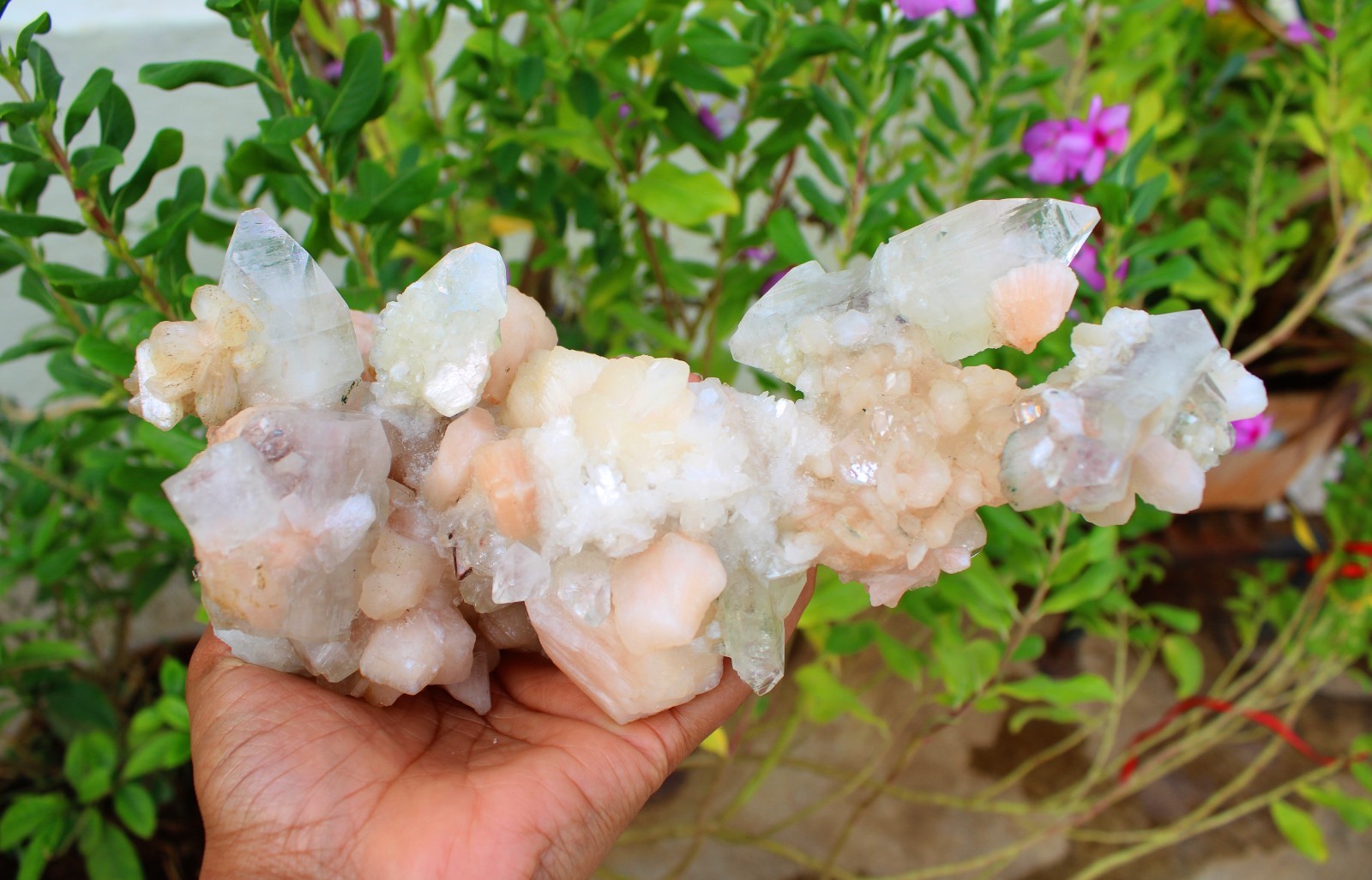 Apophyllite Crystals w/ Stilbite Stalactites Minerals Specimen ( 20X11 ) REPAIR
