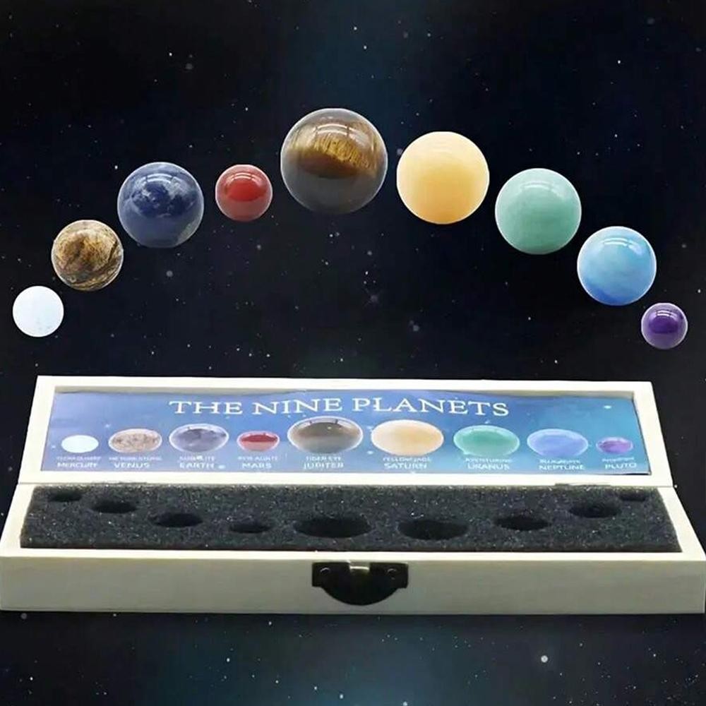 Solar System Gemstone Planet Spheres Set Crystal Galaxy Model Home Decor Gift