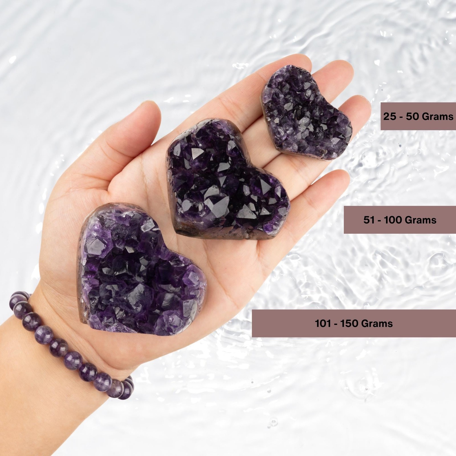 Amethyst Heart Cluster Healing Crystals, AAA Quality, Raw Natural Amethyst