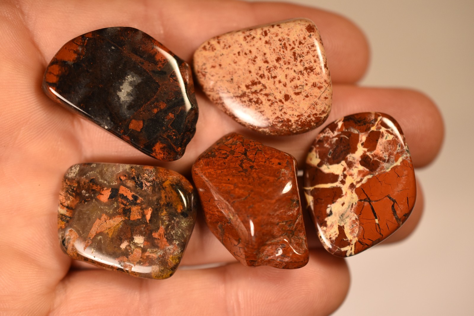 5 *POPPY JASPER* Tumbled Stones 2-3cm 41.6g Natural Red Jasper