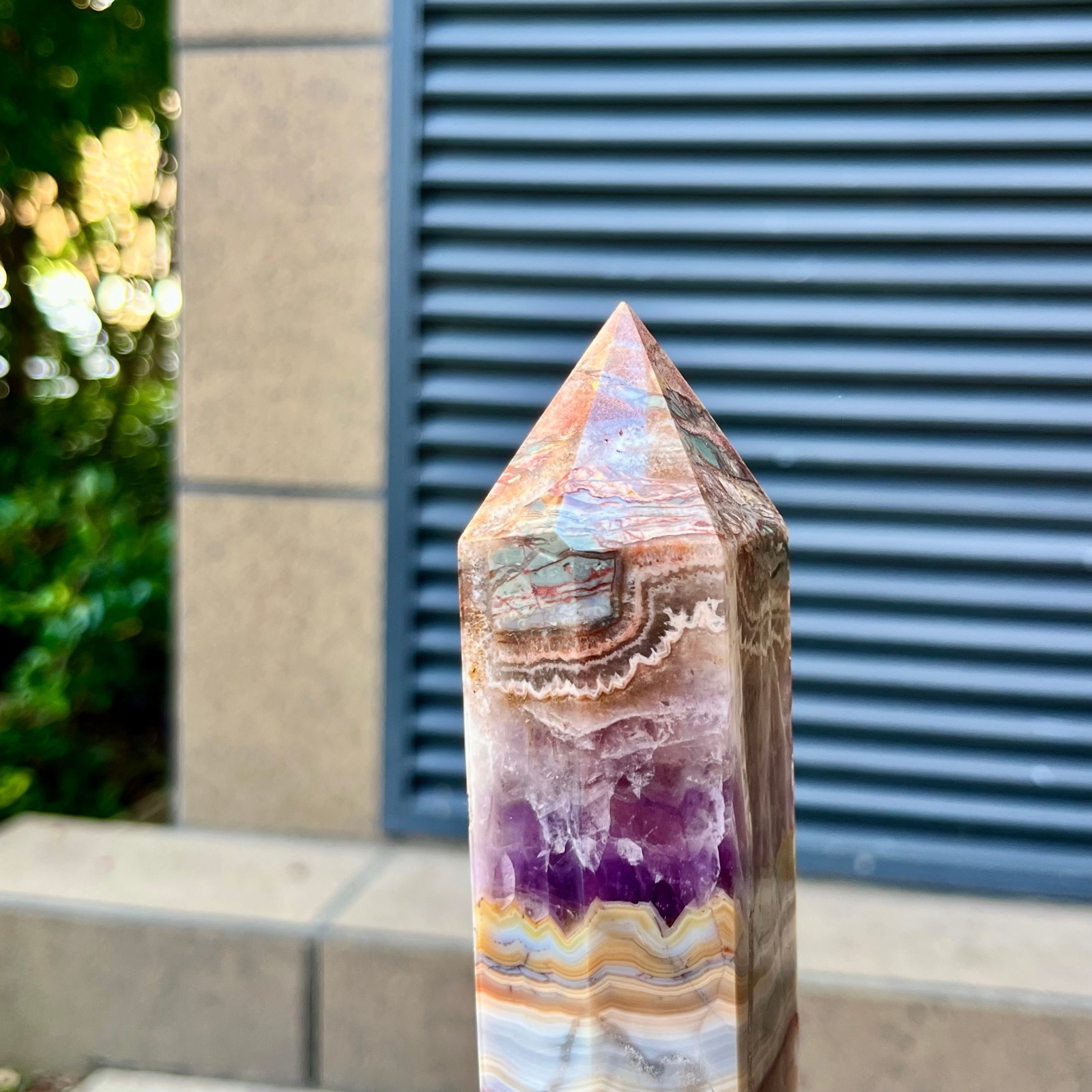 Amethyst Agate Natural Tower Purple Crystal Point Collectible Specimen 2.3 lb