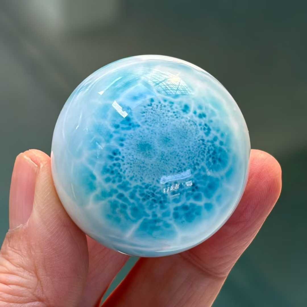 38mm Natural Larimar Gemstone sphere quartz polished ball Reiki energy