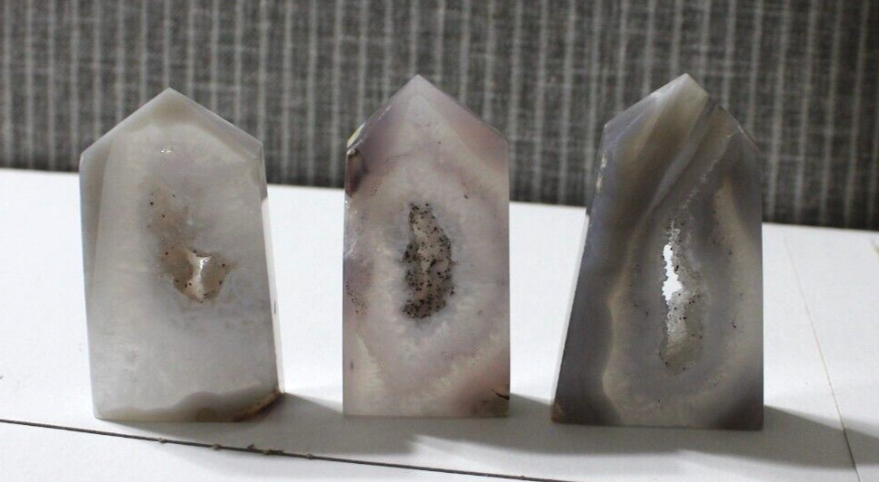DRUZY AGATE POINT BUNDLE (3) POINTS INCLUDED 200 GRAMS