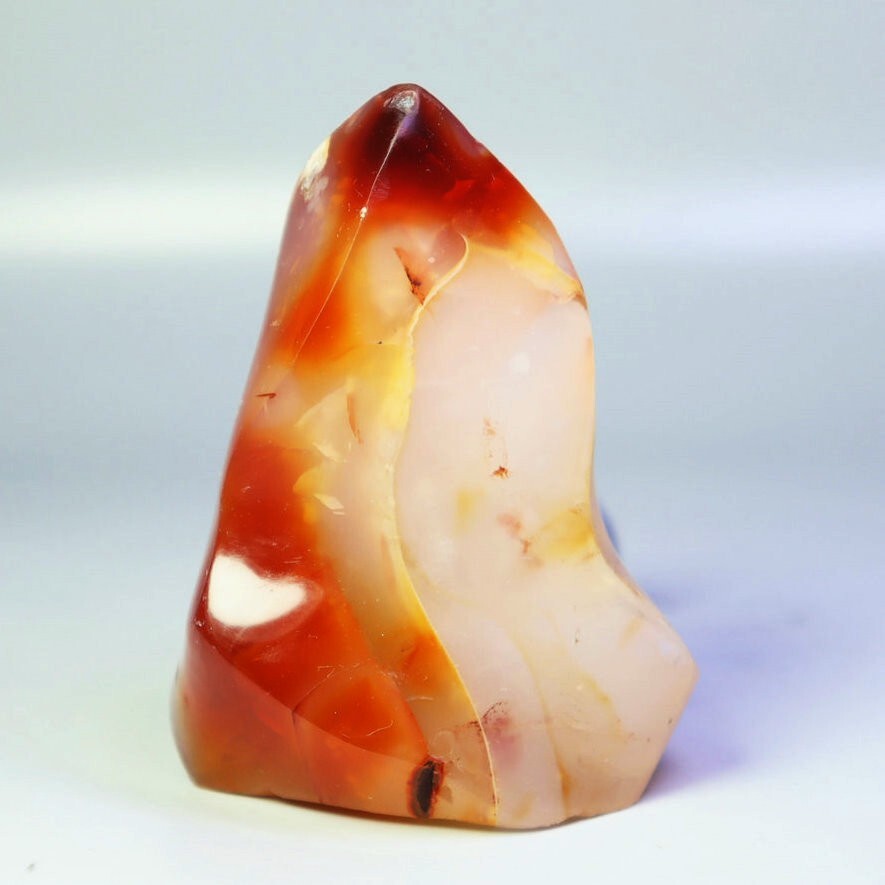 156g Natural Red Orange Carnelian Agate Quartz Crystal Flame Freeform Madagascar