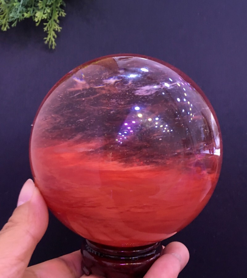 118mm 2.1kg Red Cherry Quartz Sphere Ball Fortune For Meditation,Home Decor,Gift