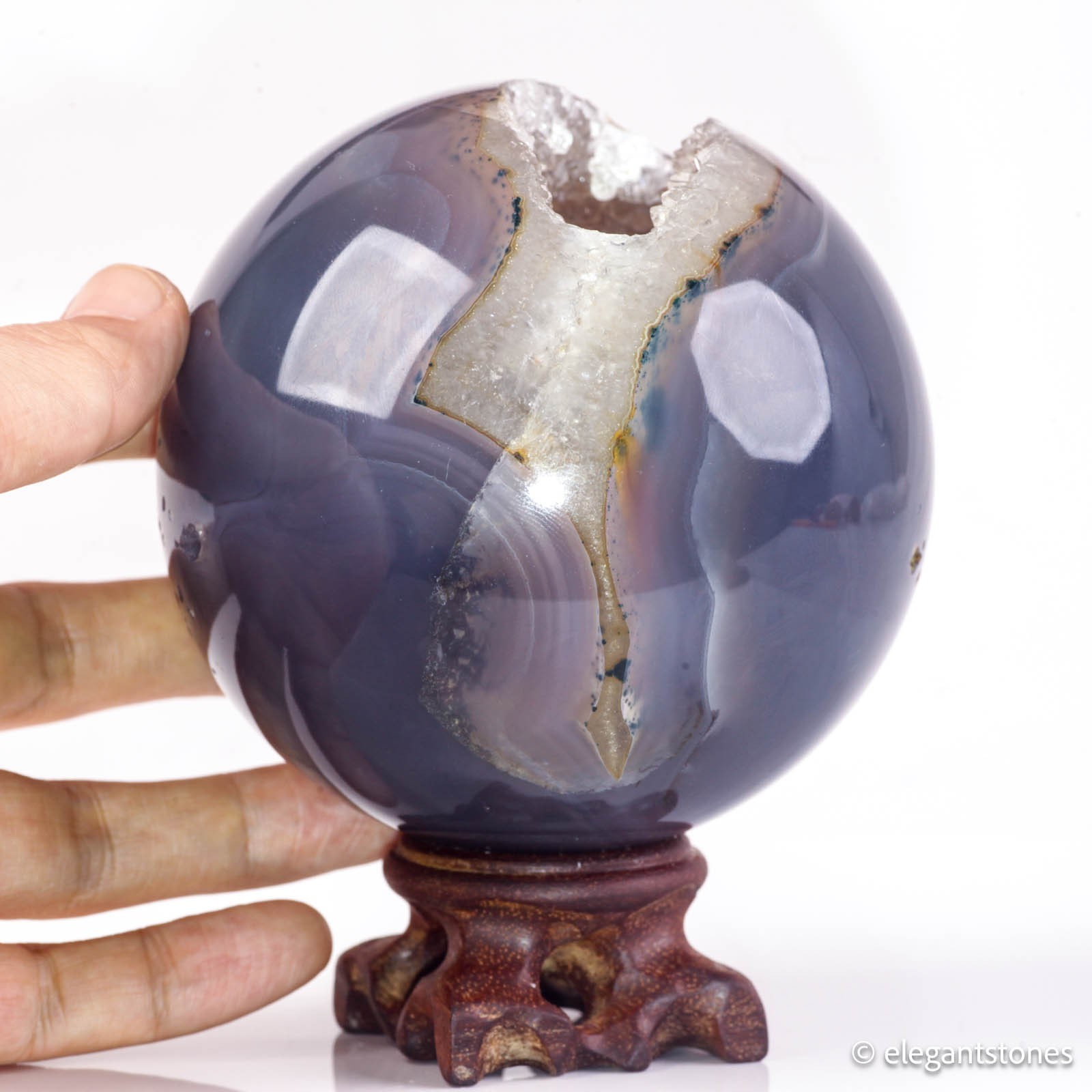 1106g 97mm Large Druzy Agate Geode Sphere Natural Crystal Ball Healing Decor