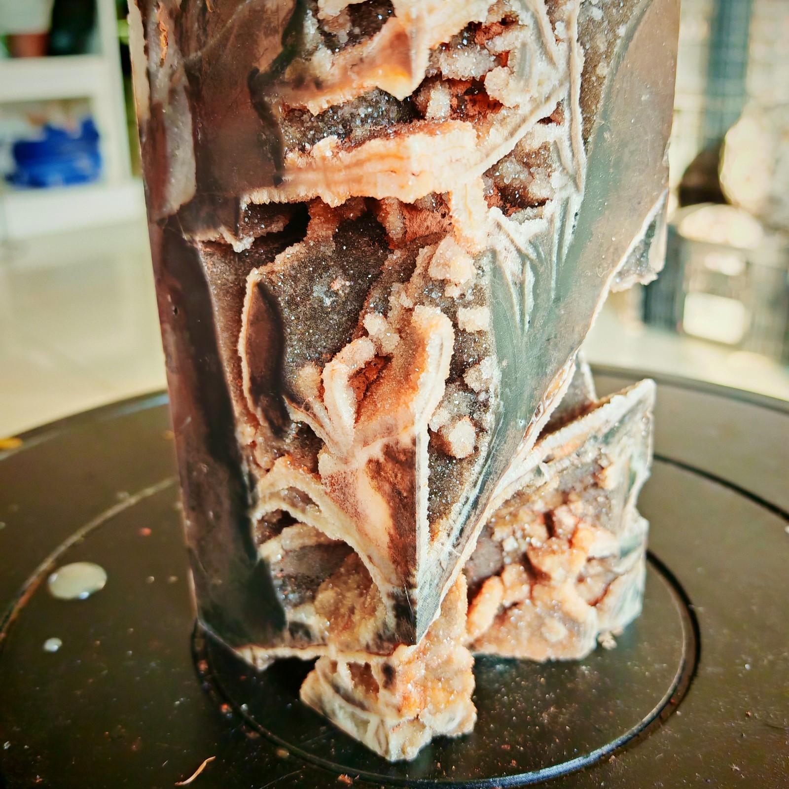 10.56LB Polishing and repairing of natural sphalerite crystal columns 4800g
