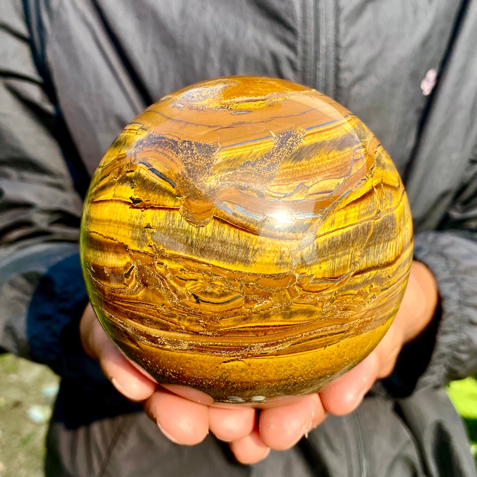 2.95LB Natural Tiger’s Eye Ball Quartz Crystal Sphere Gem Healing Décor