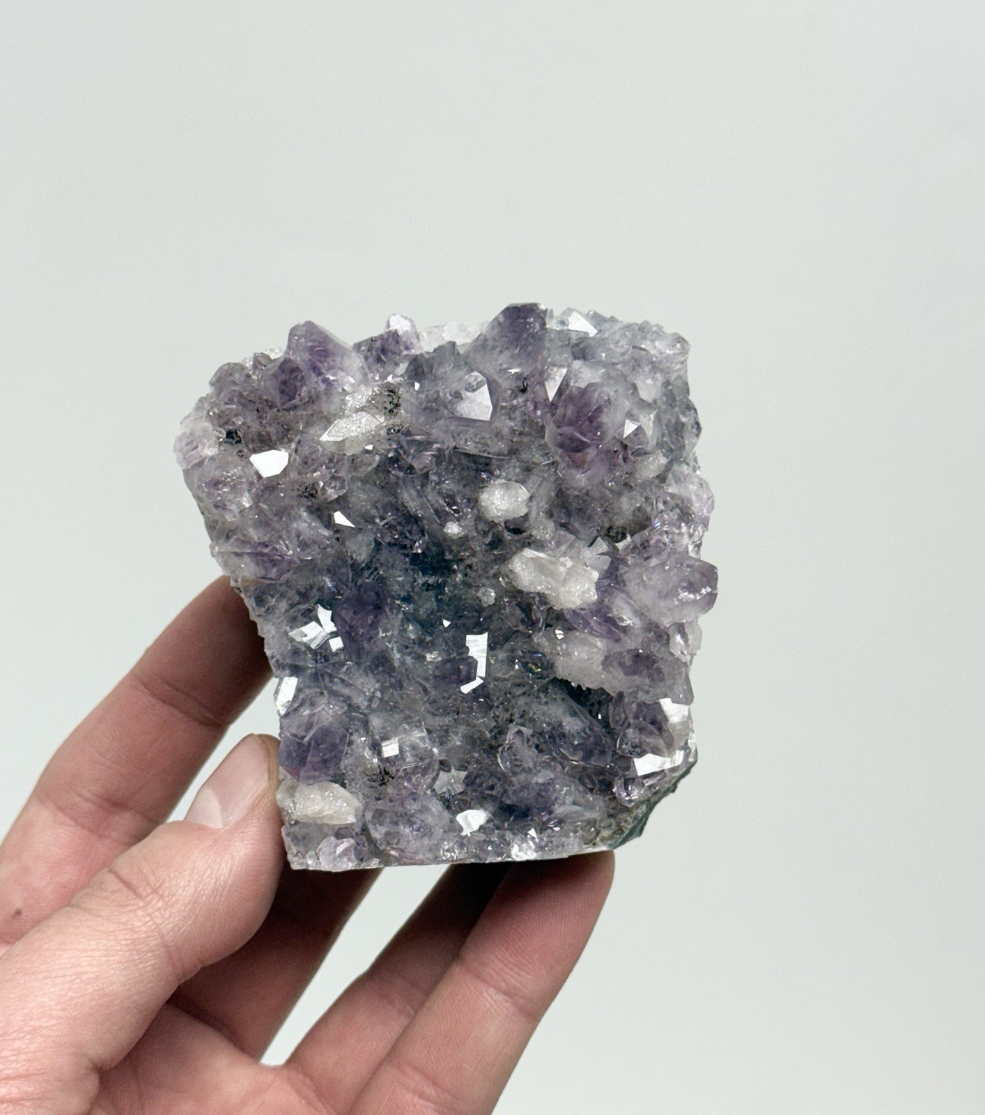 Large Amethyst x Calcite Cluster Cut Base Natural High Quality Crystal Geode