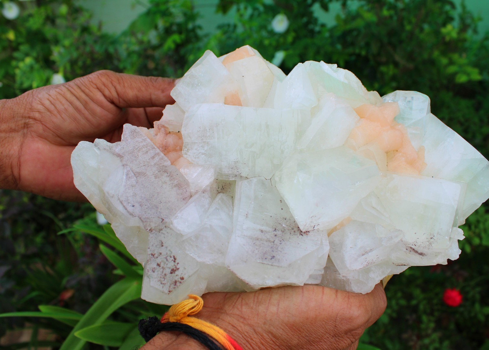 GREEN APOPHYLLITE CRYSTALS WITH STILBITE ON MATRIX MINERALS SPECIMEN #A60