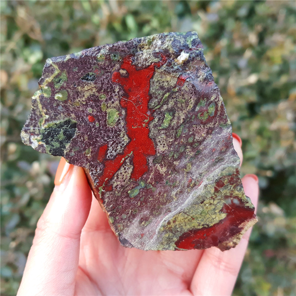 TOP 193.4G Natural polishing Dragon Blood Stone Jasper Stone block YE95
