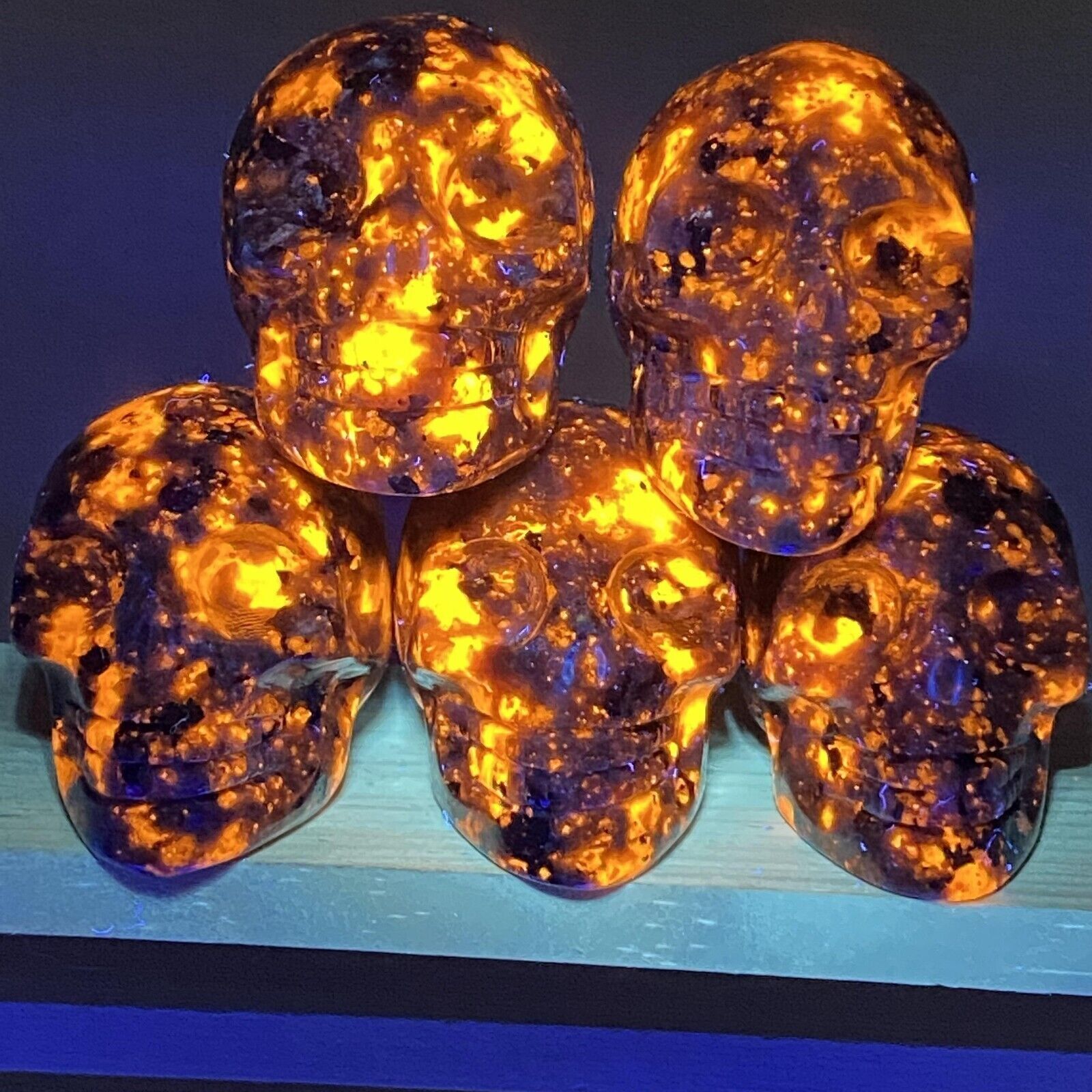 1-4Pack Natural Yooperite Quartz Carved Crystal Skull Reiki Healing Gemstones 2″