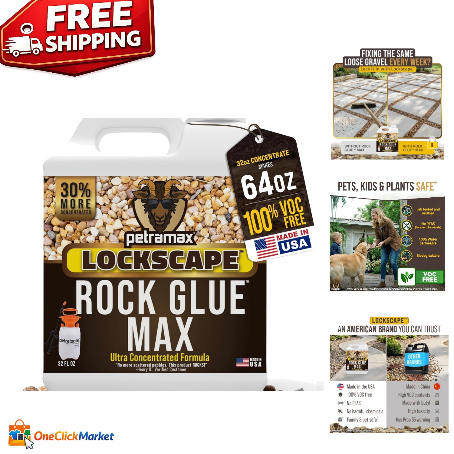 32 Oz Max Rock Glue – Non-Toxic, Water-Resistant, Perfect for DIY Landscapes