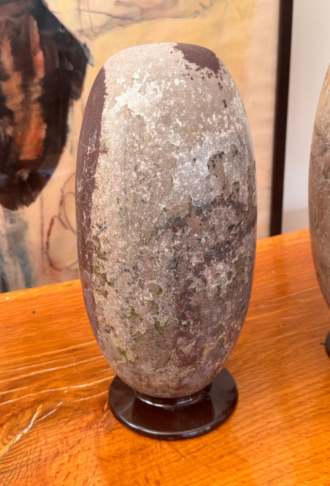11″ Shiva Lingam Lingham Narmada River Stone Kyanite Vtg India Sculpture Art Vtg