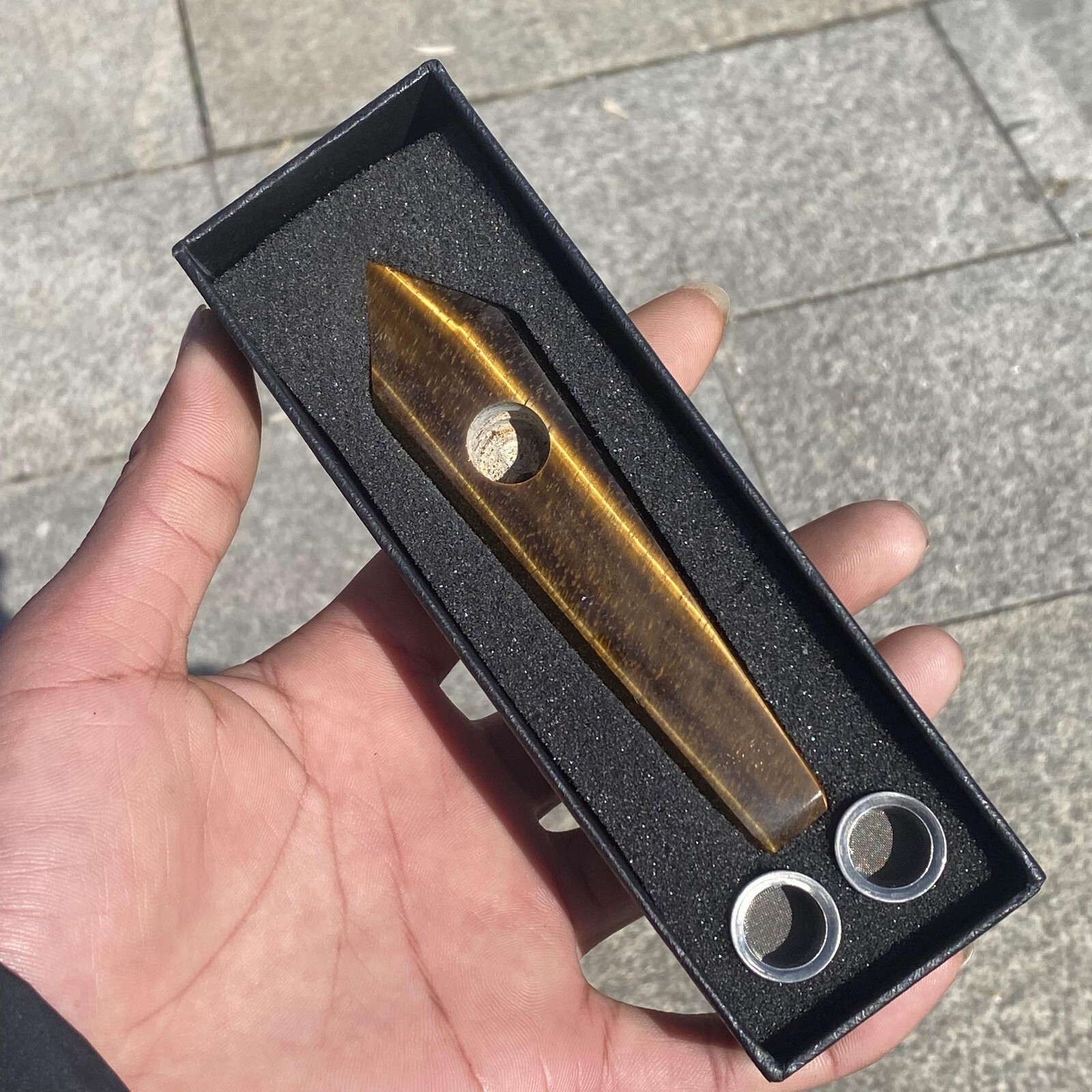 1pc Natural Tiger’s eye jasper pipes quartz crystals obelisk point wand Healing