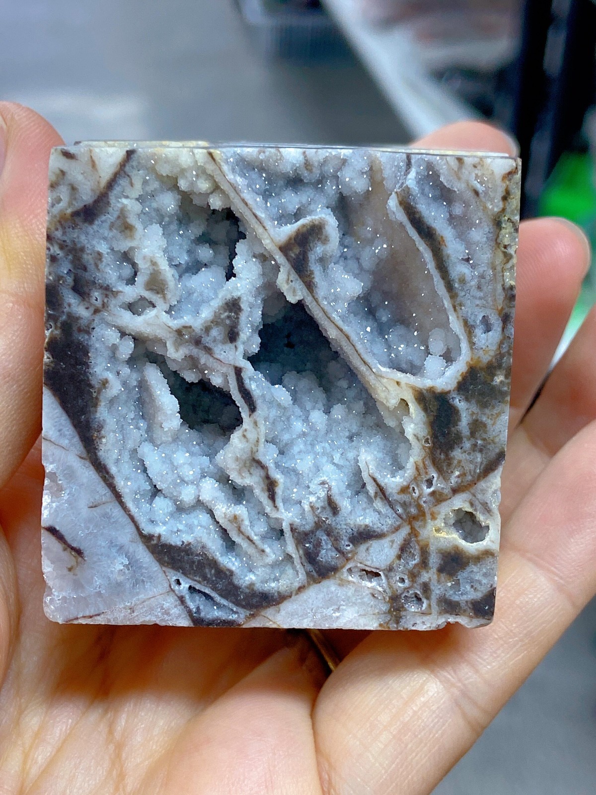 Sphalerite Druzy Geode Cube 1.97″(5cm) Sparkling Clusters Mineral Specimen